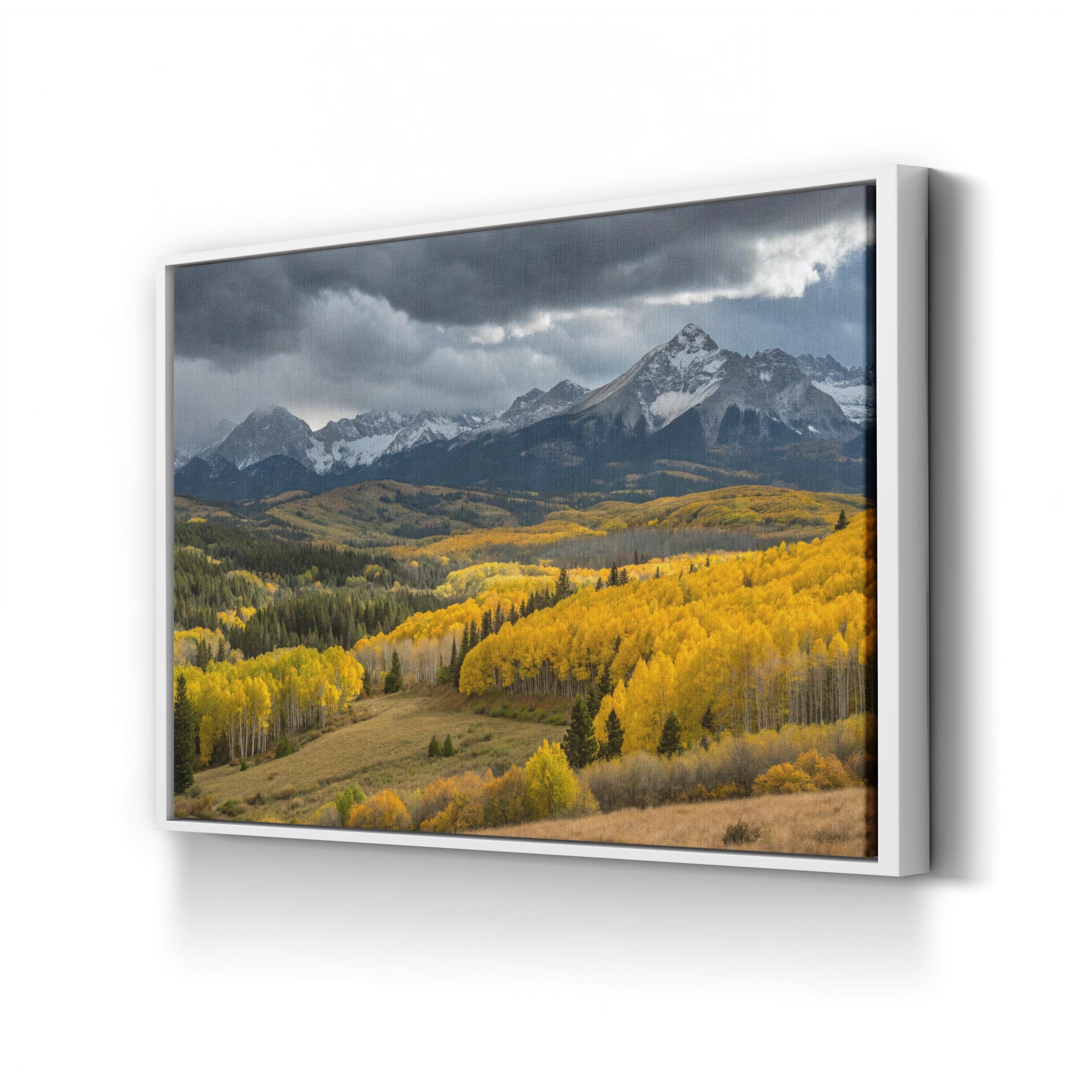 Yellow Autumn Aspen Hills – Vintage Photography Wall Art | Fall Landscape Canvas Print