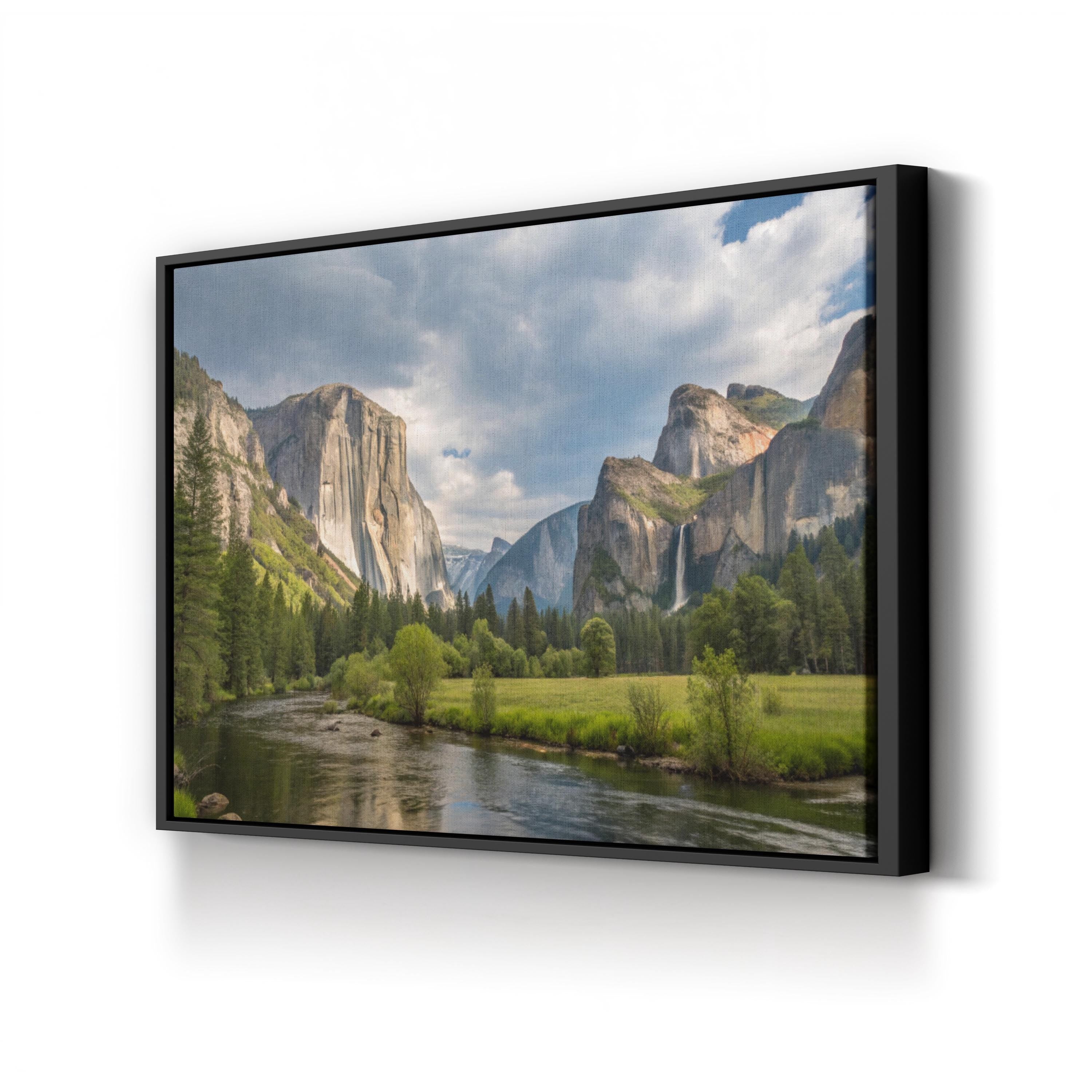 Yosemite Granite Peaks & River – Vintage Photography Wall Art | National Park Canvas Print