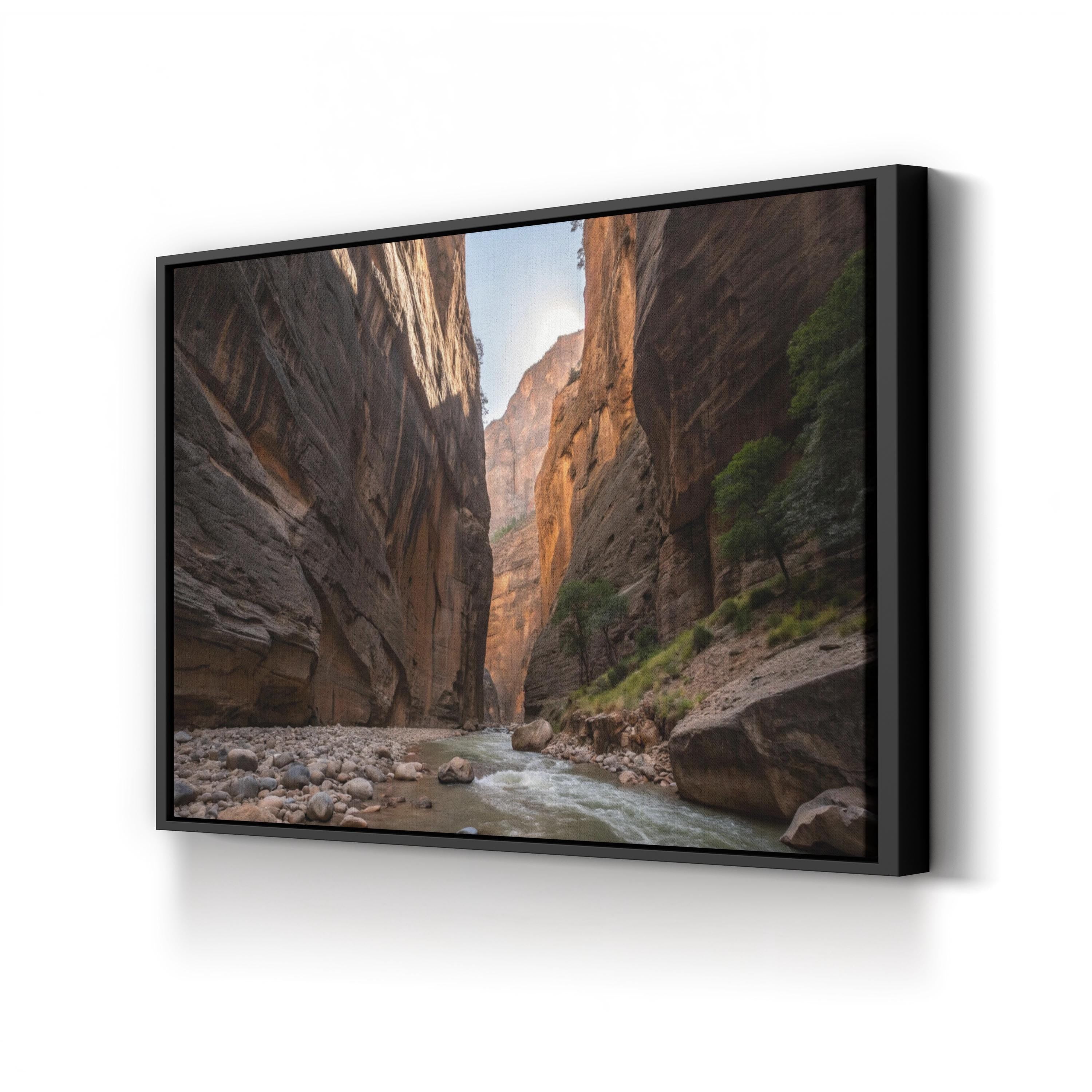 Zion Narrows Red Rock Canyon – Vintage Photography Wall Art | Landscape Canvas Print