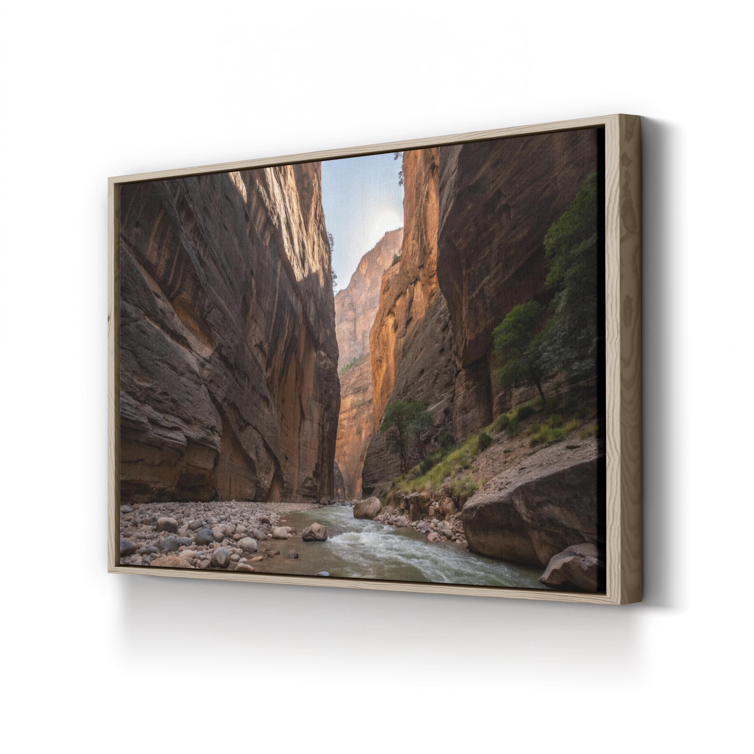 Zion Narrows Red Rock Canyon – Vintage Photography Wall Art | Landscape Canvas Print