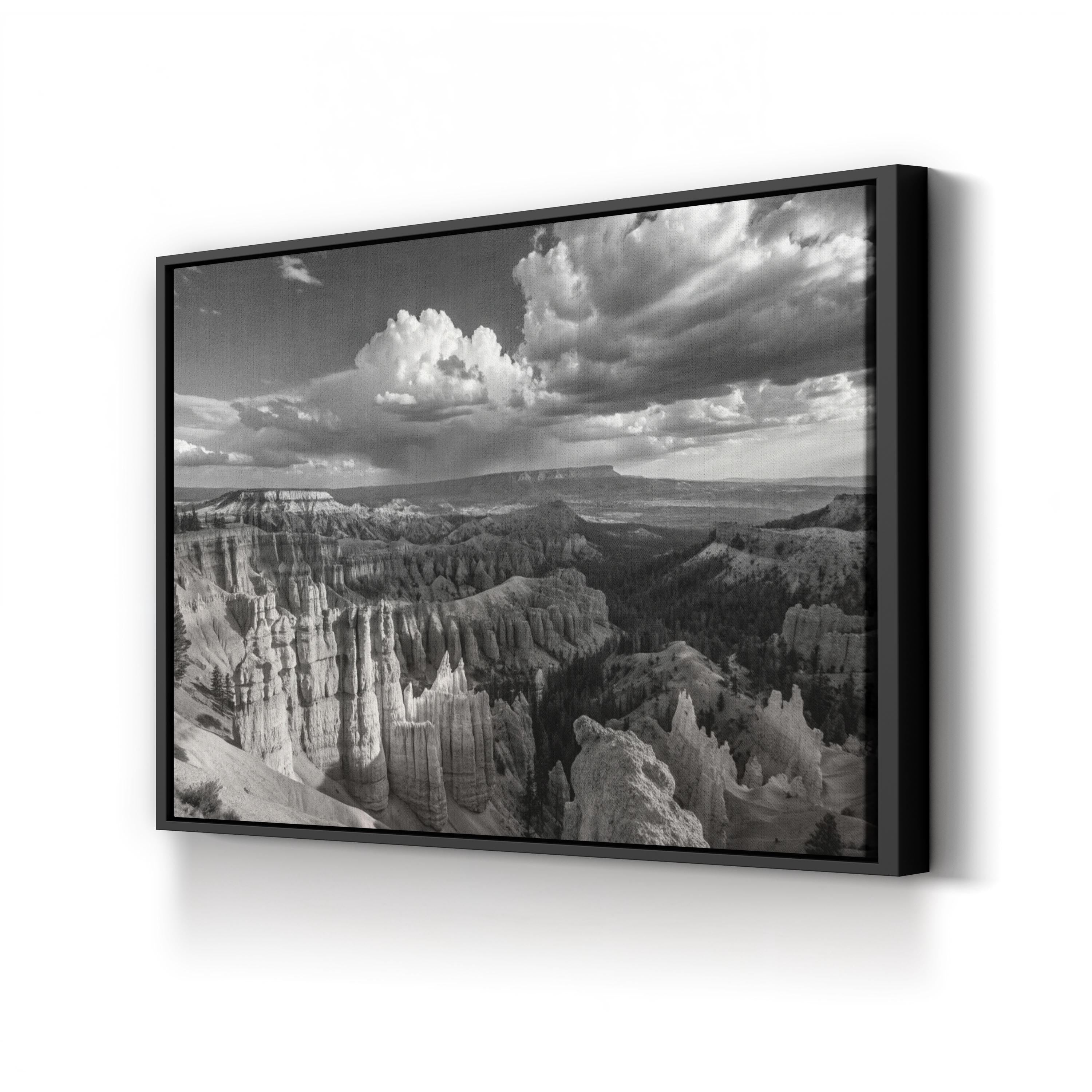 Hoodoo Rock Formations – Vintage Photography Wall Art | Black & White Landscape Canvas Print