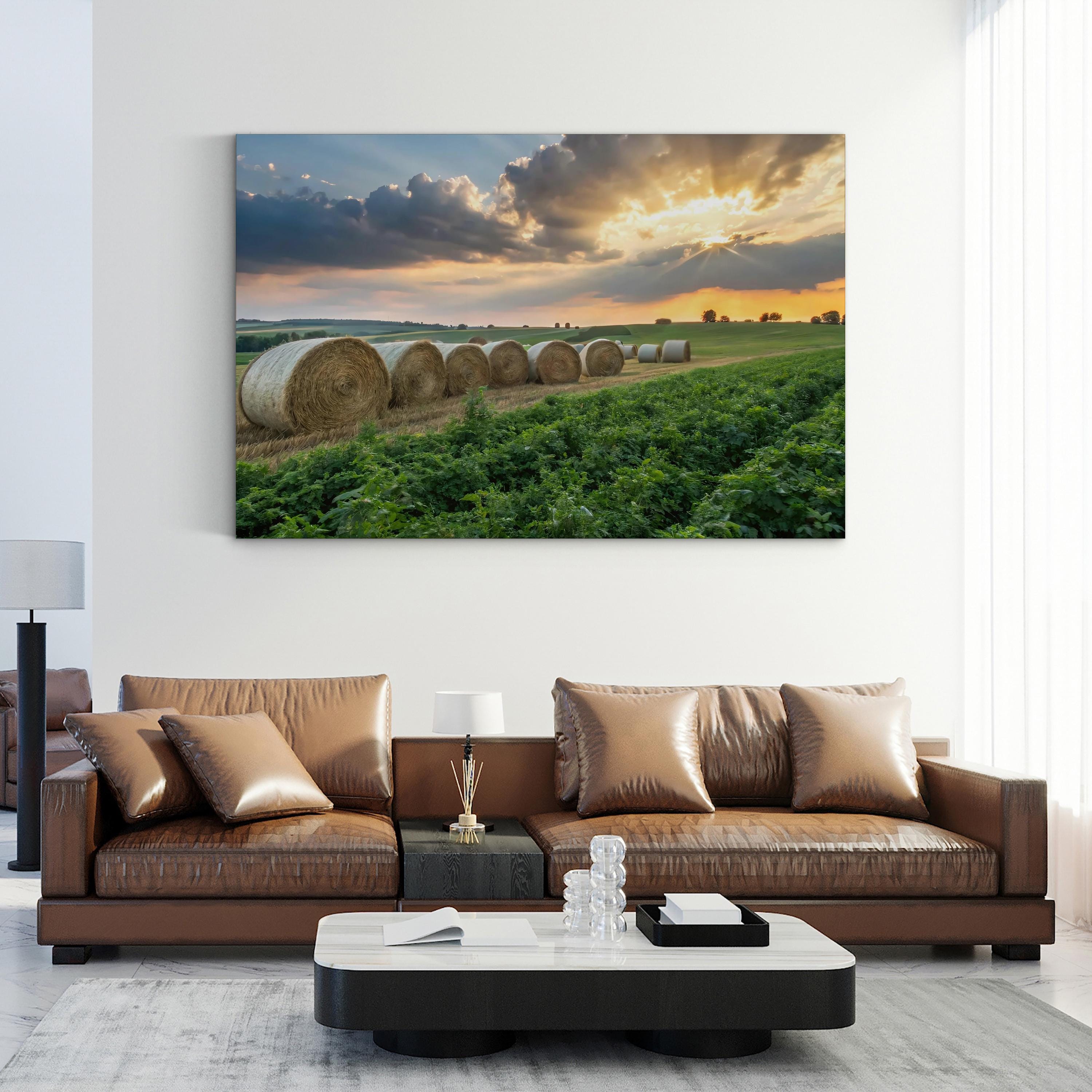 Golden Sunset Farm – Vintage Photography Wall Art | Rustic Countryside Canvas Print