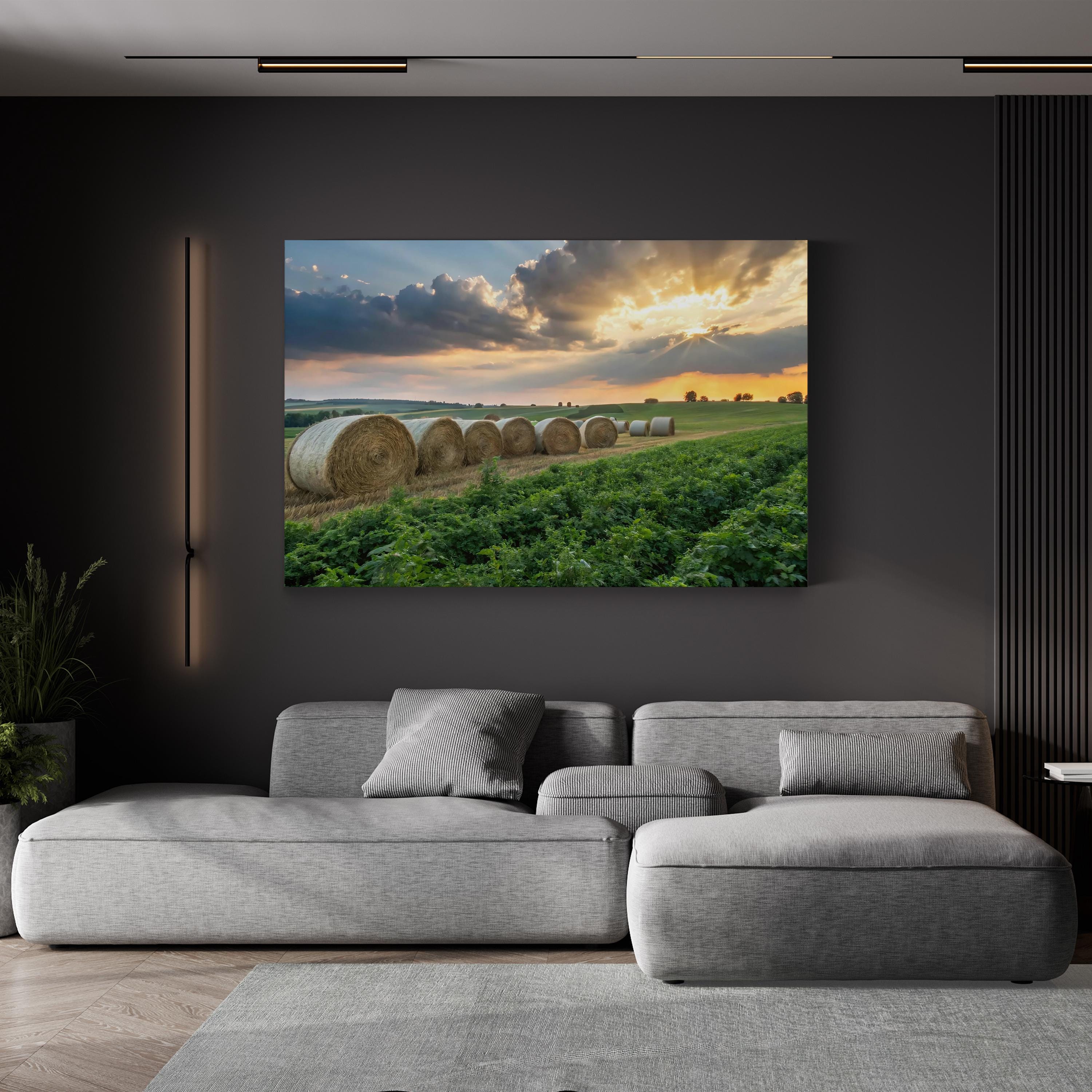 Golden Sunset Farm – Vintage Photography Wall Art | Rustic Countryside Canvas Print