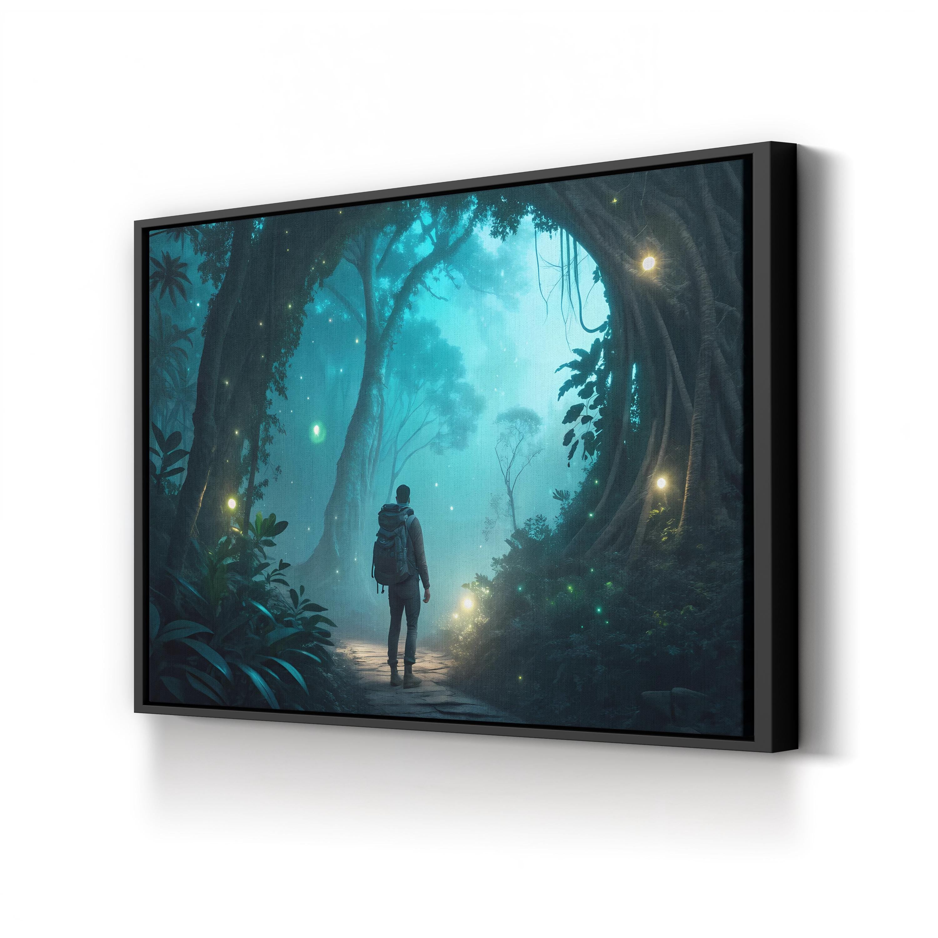 Magical Forest Fireflies – Period Illustration Wall Art | Enchanted Woodland Canvas Print