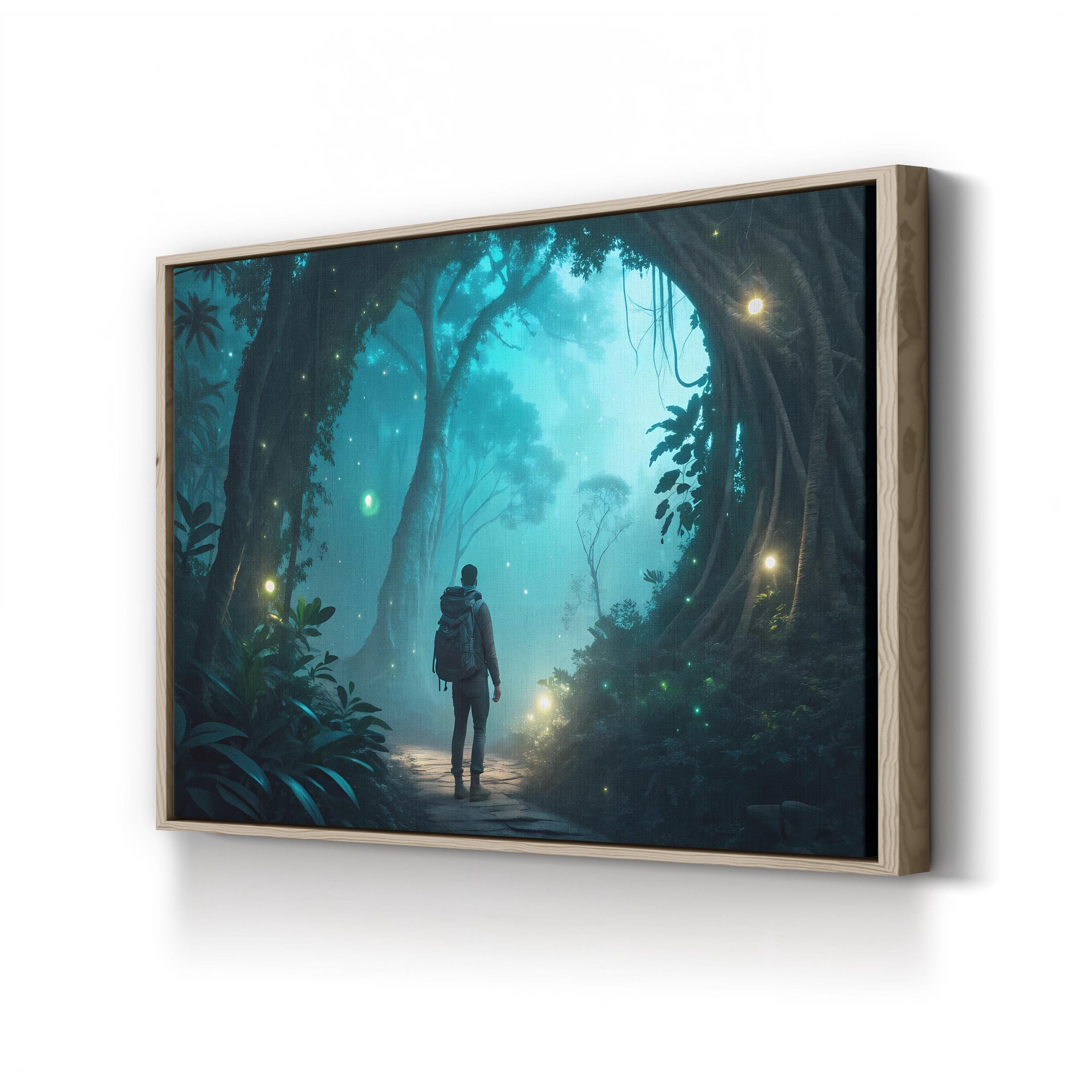 Magical Forest Fireflies – Period Illustration Wall Art | Enchanted Woodland Canvas Print