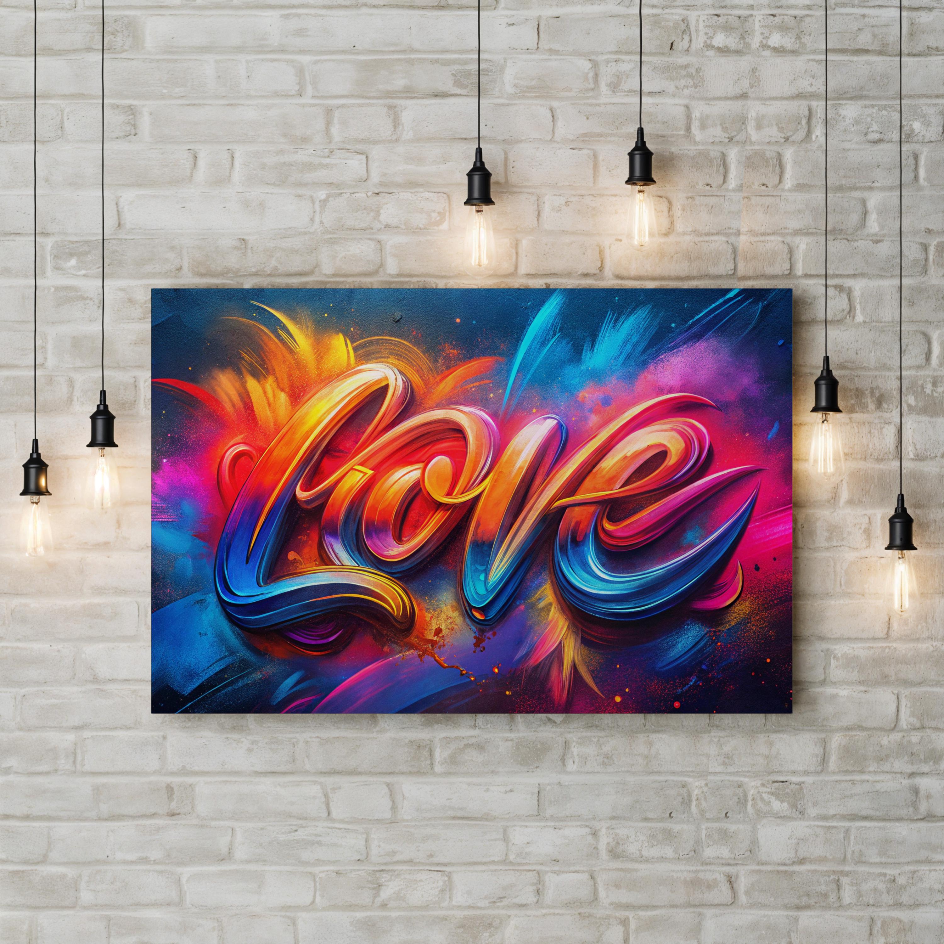 Love Calligraphy Wall Art | Vibrant Modern Typography Canvas Print