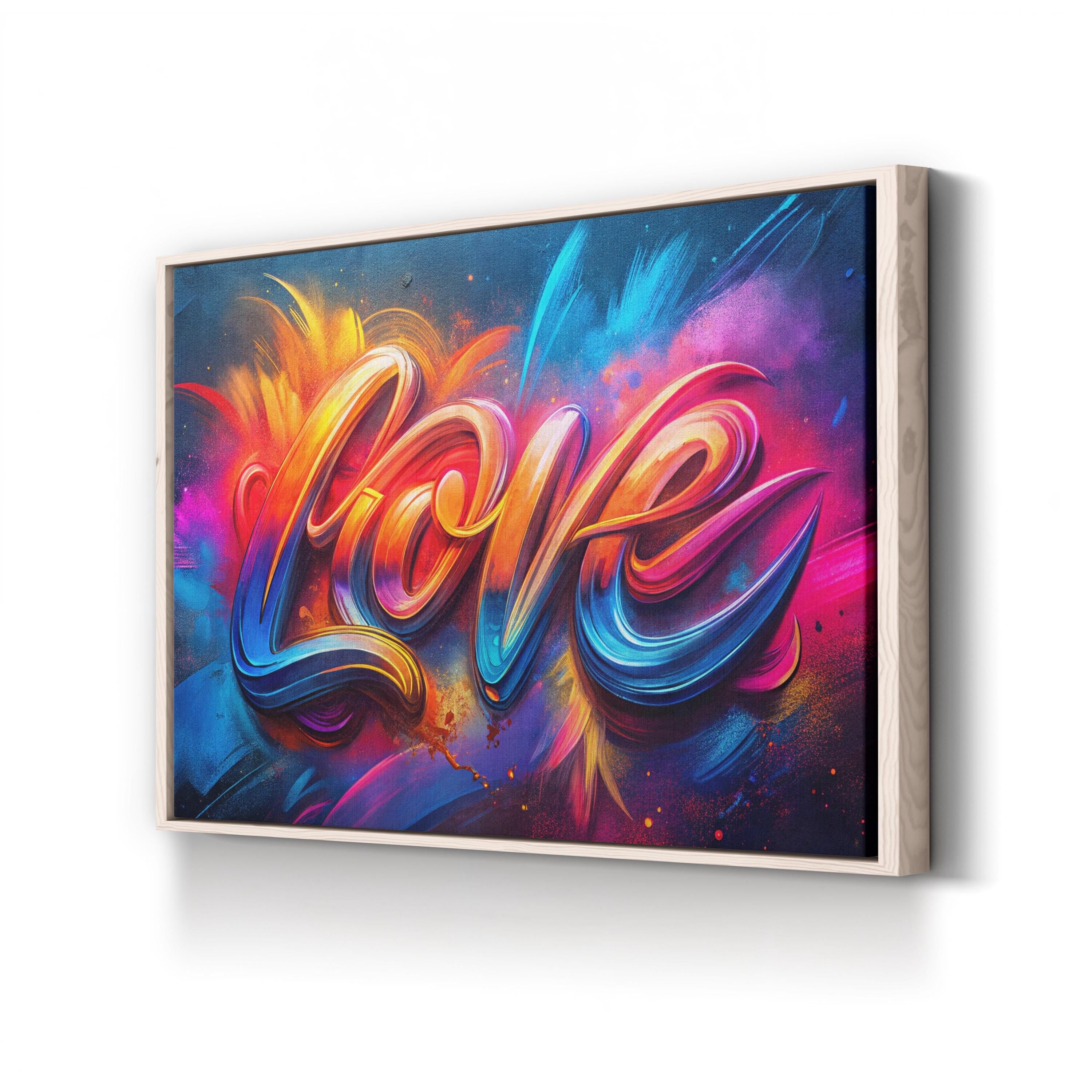 Love Calligraphy Wall Art | Vibrant Modern Typography Canvas Print