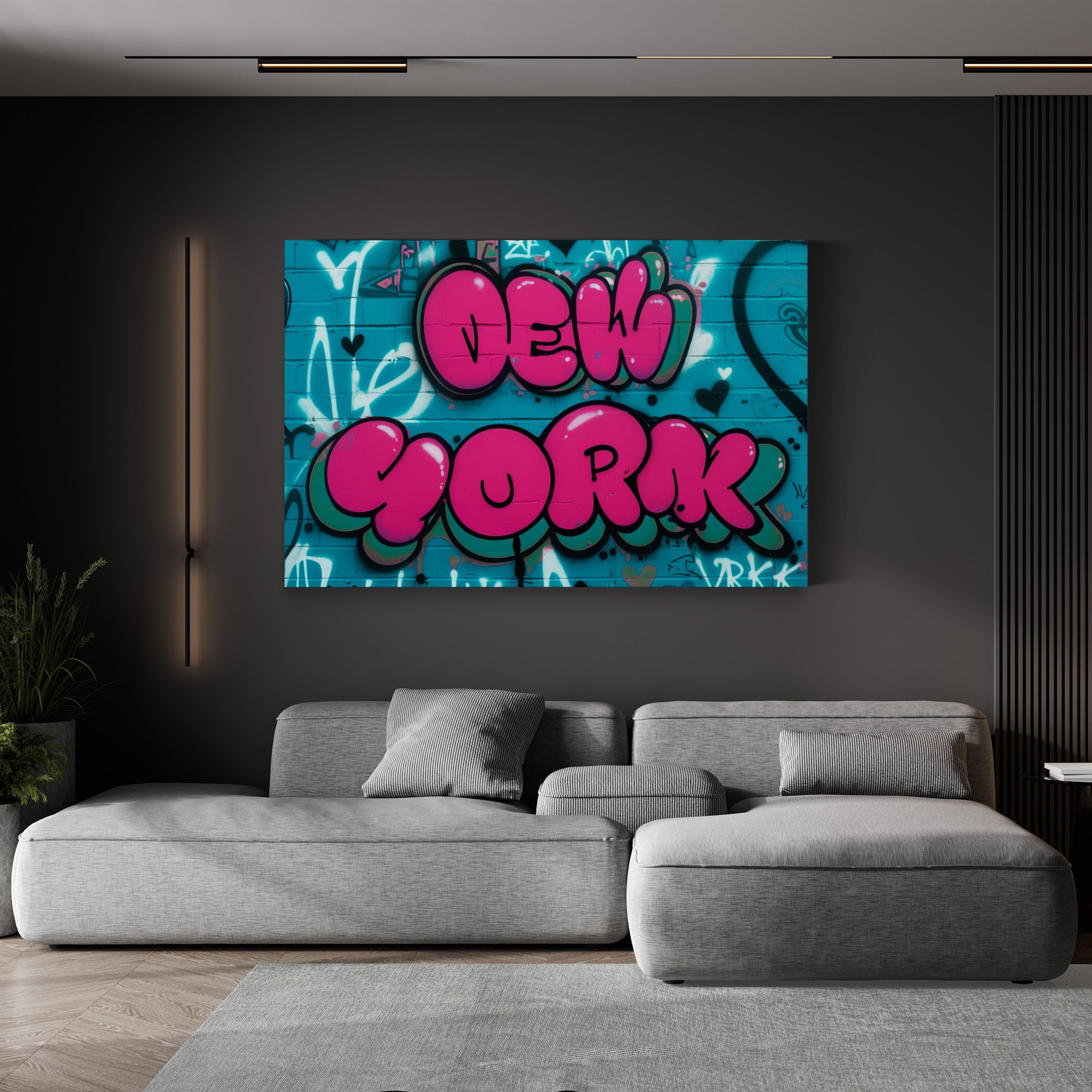 Love New York Graffiti Typography – Period Illustration Wall Art | Urban Canvas Print
