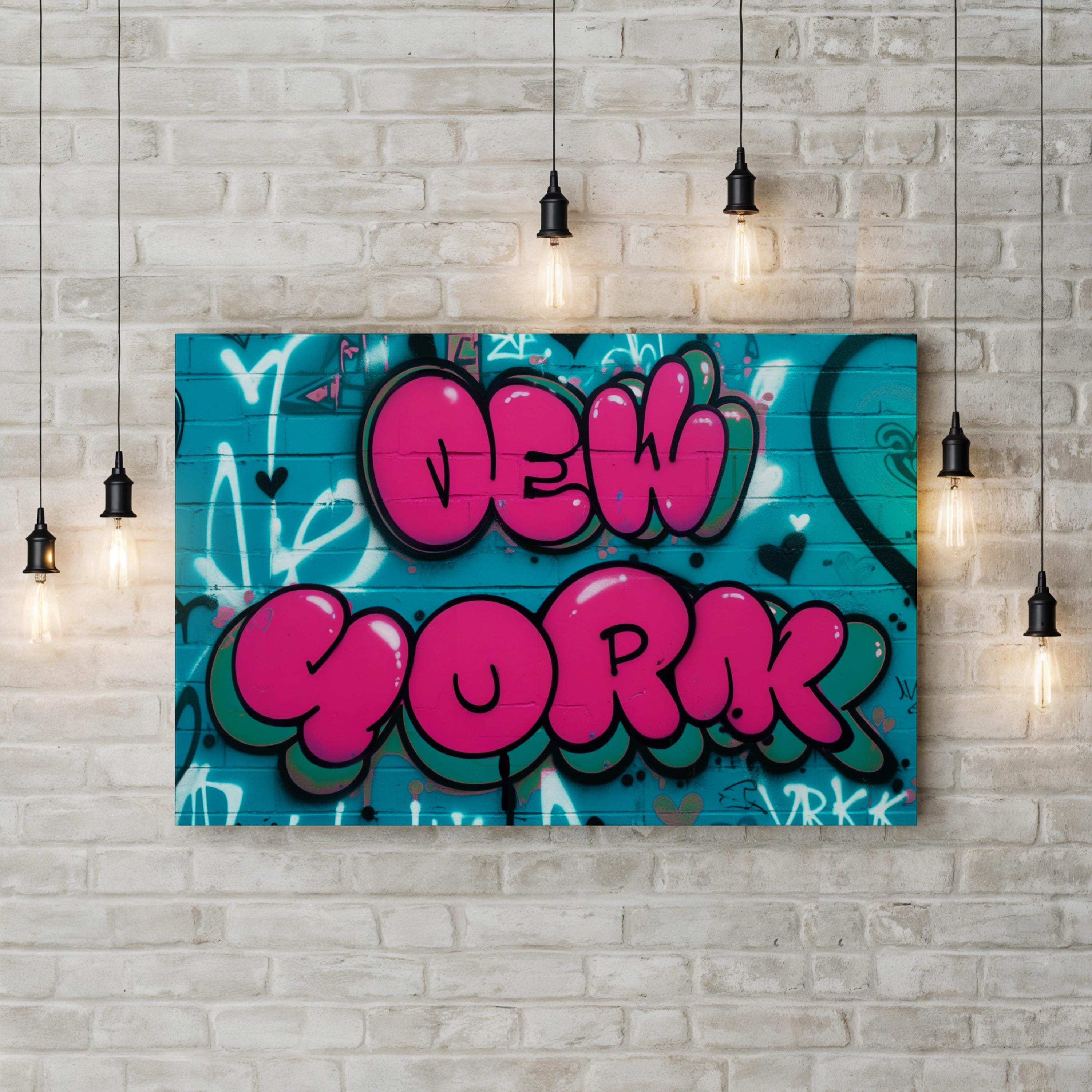 Love New York Graffiti Typography – Period Illustration Wall Art | Urban Canvas Print