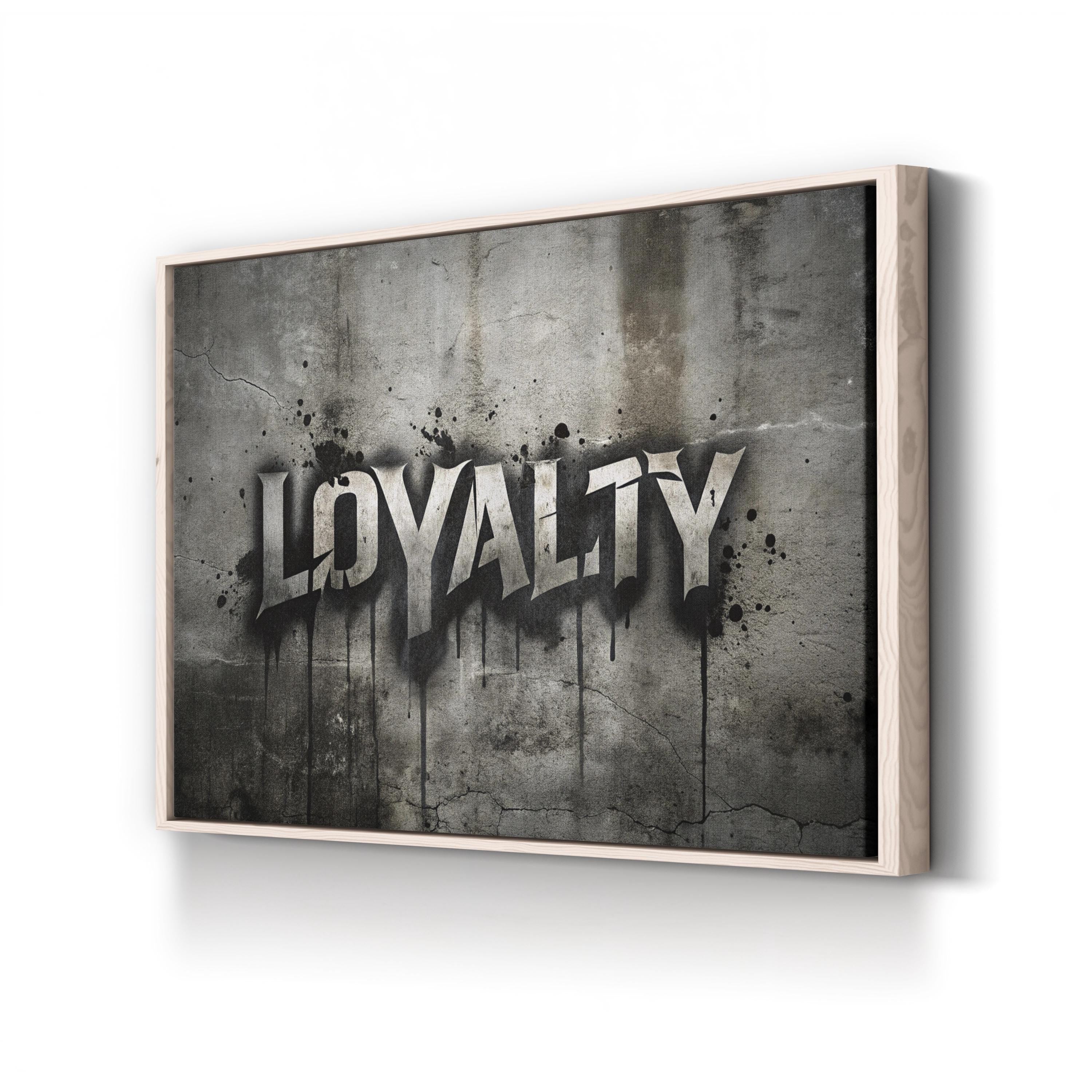 Loyalty Graffiti Stencil Canvas Art: Motivational Urban Wall Decor