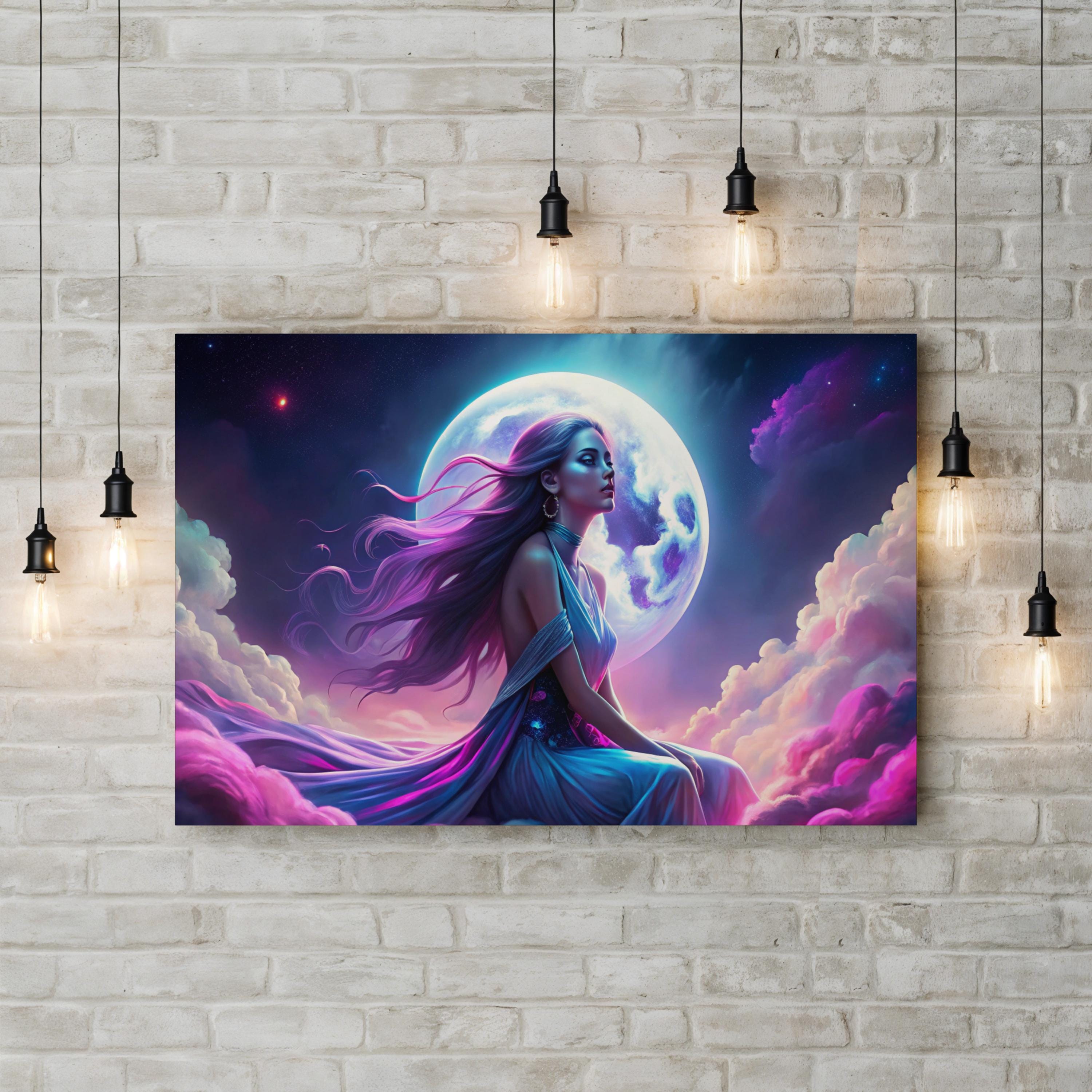 Lunar Dreamscape – Period Illustration Wall Art | Surreal Moonlit Canvas Print