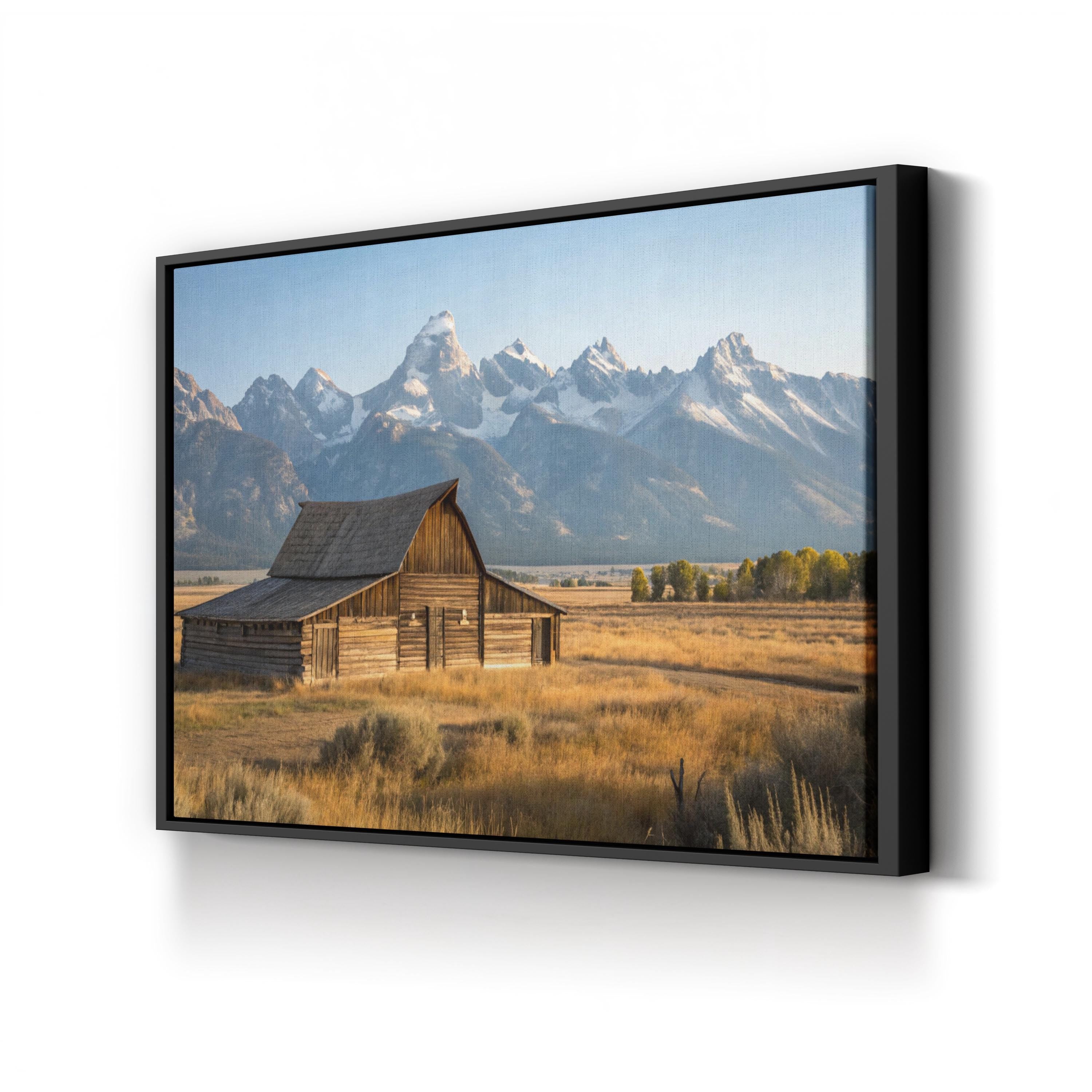 Grand Tetons Barn – Vintage Photography Wall Art | Rustic Western Canvas Print