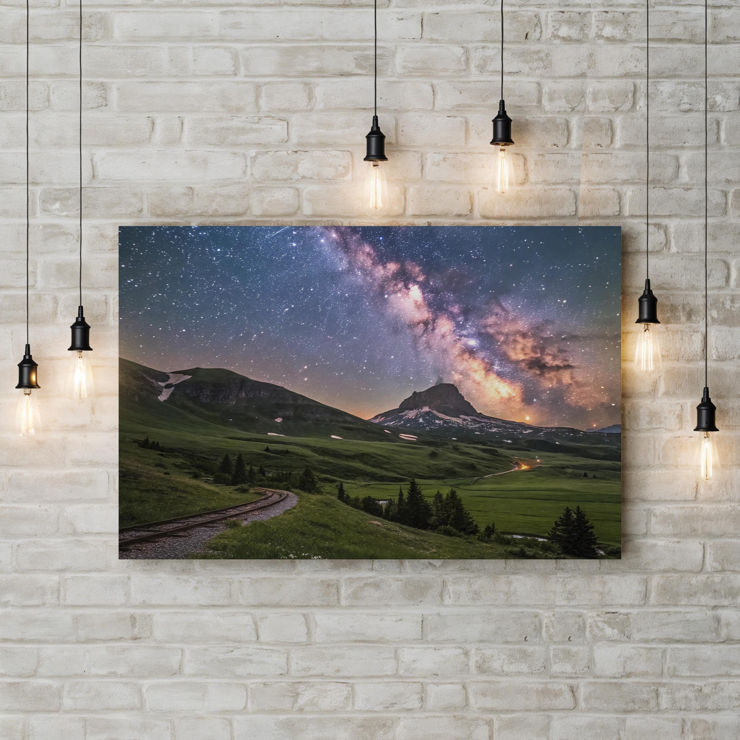 Milky Way Over Glacier National Park – Vintage Photography Wall Art | Night Sky Canvas Print