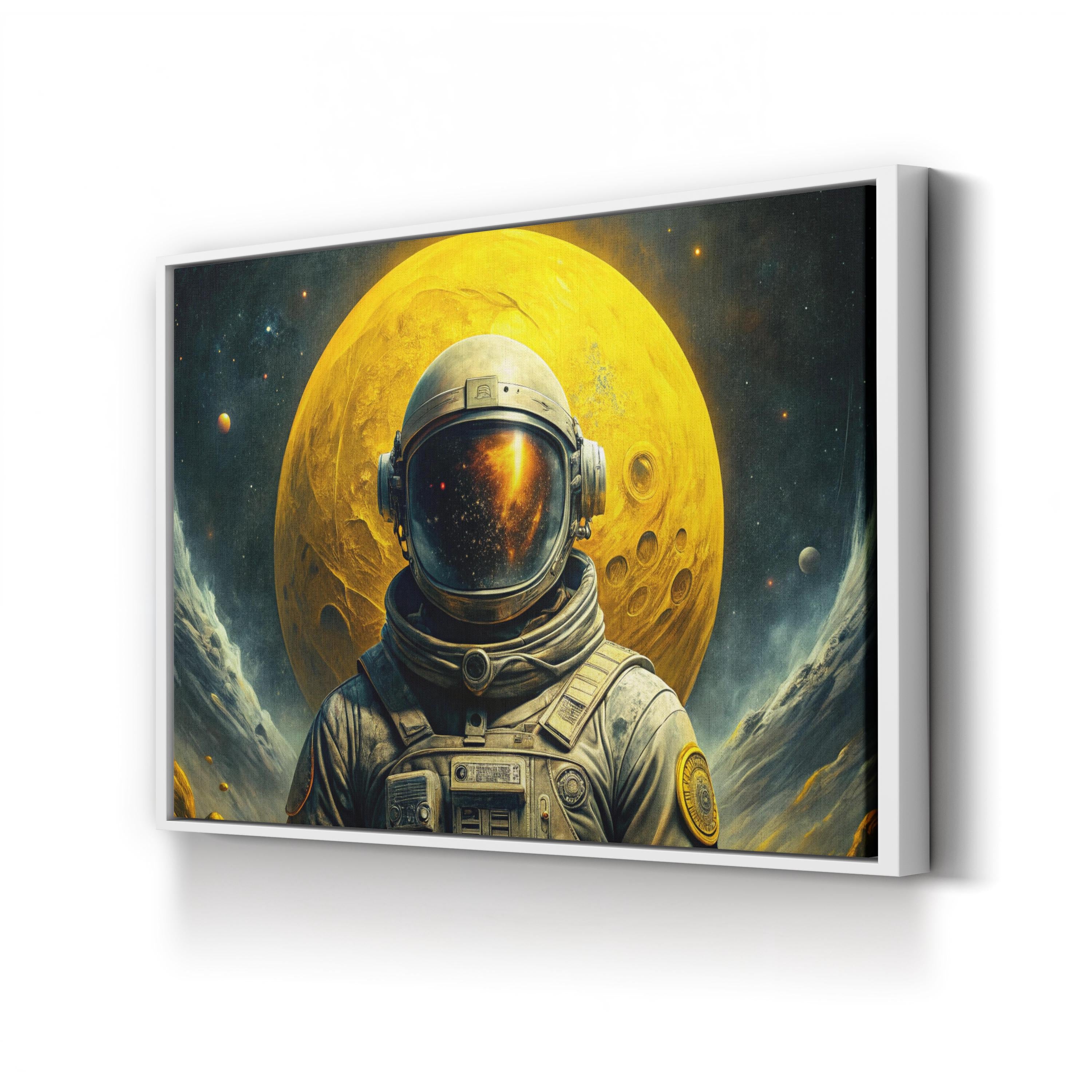 Moon Man Astronaut – Period Illustration Wall Art | Space Exploration Canvas Print