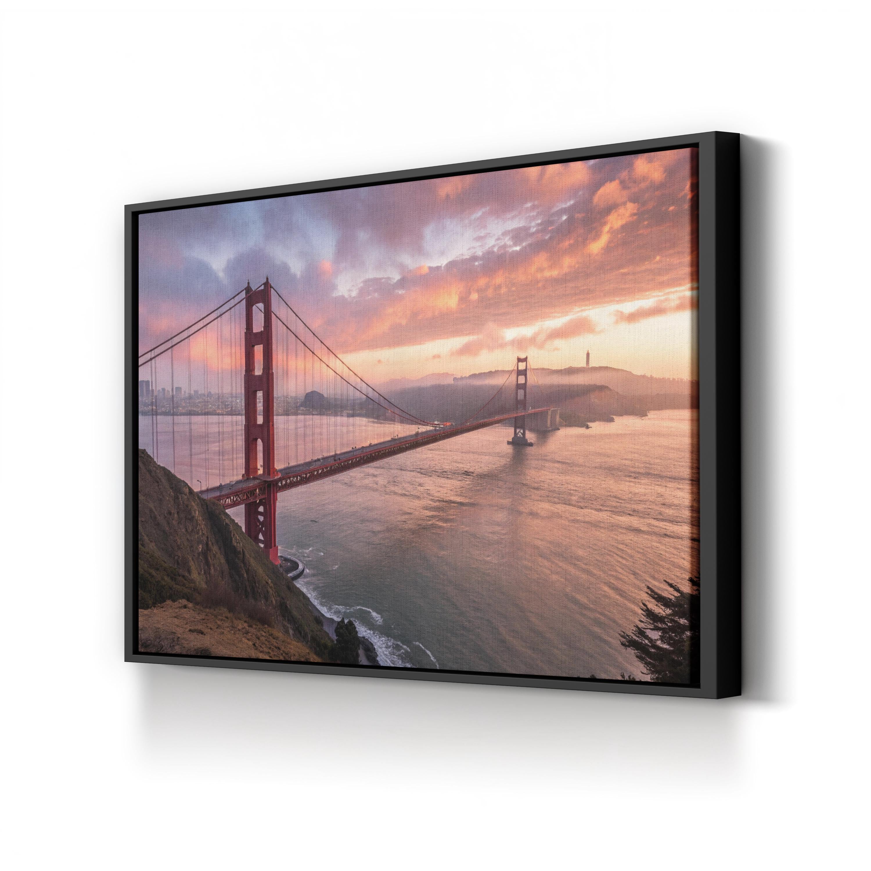 Golden Gate Bridge Morning Fog – Vintage Photography Wall Art | San Francisco Canvas Print