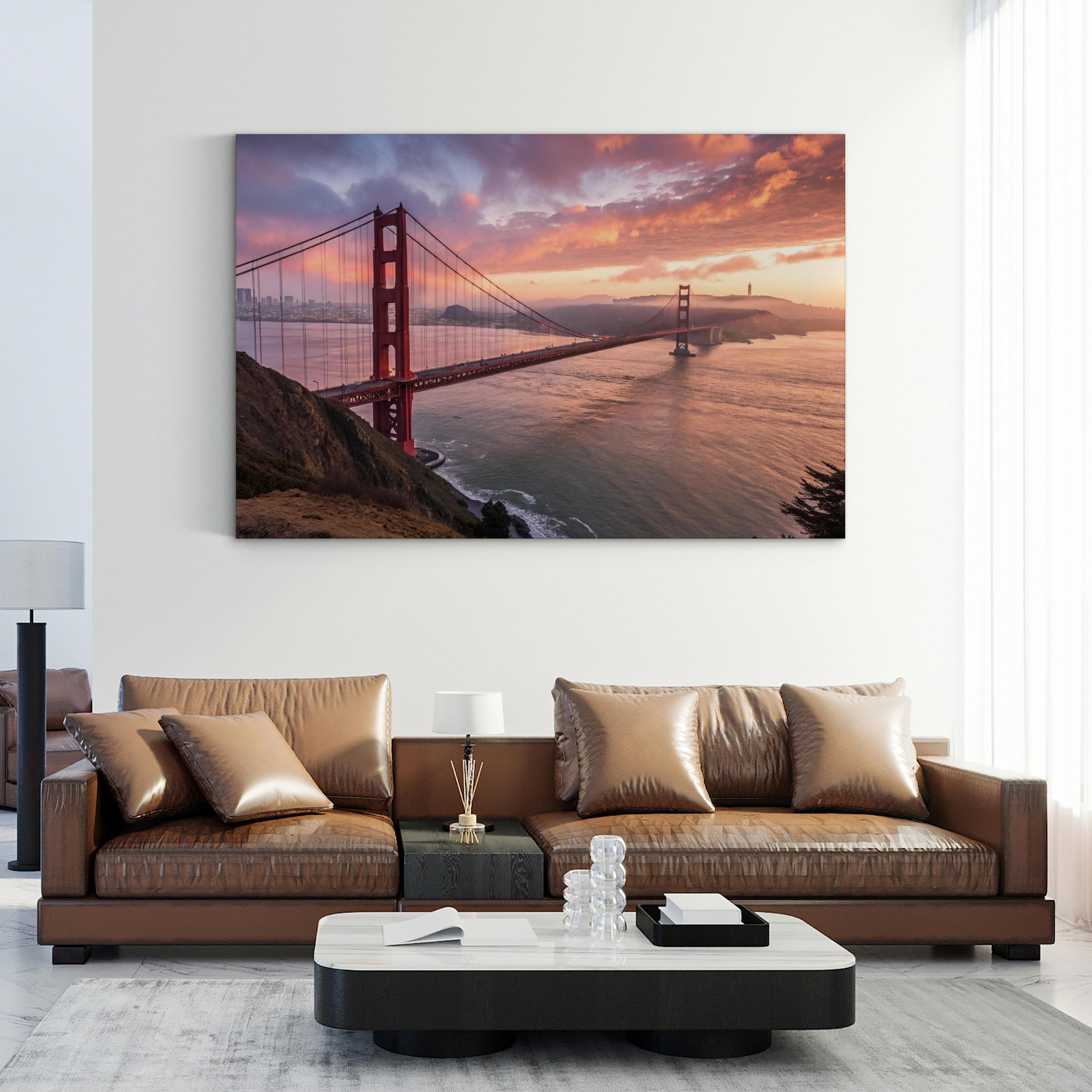 Golden Gate Bridge Morning Fog – Vintage Photography Wall Art | San Francisco Canvas Print