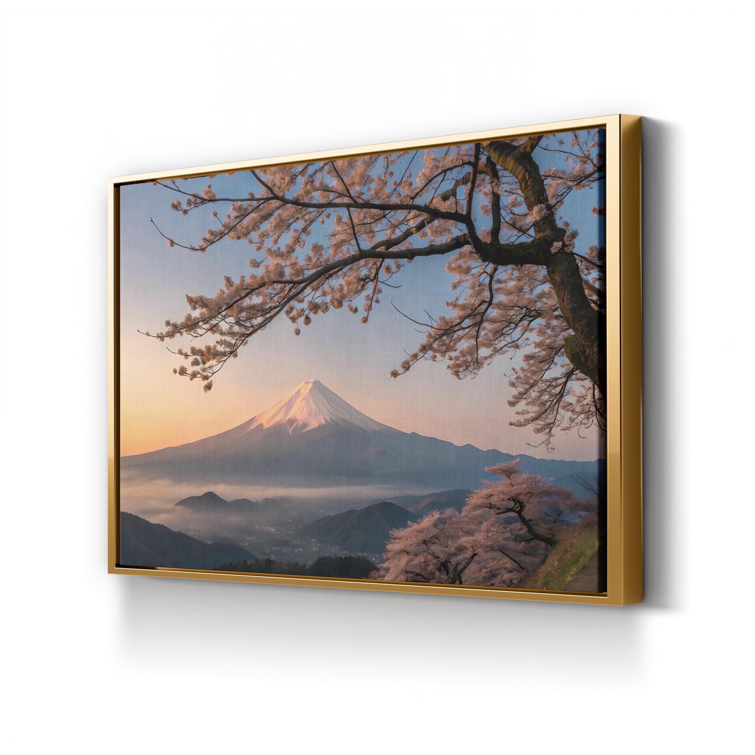 Mount Fuji Cherry Blossom – Vintage Photography Wall Art | Japanese Landscape Canvas Print