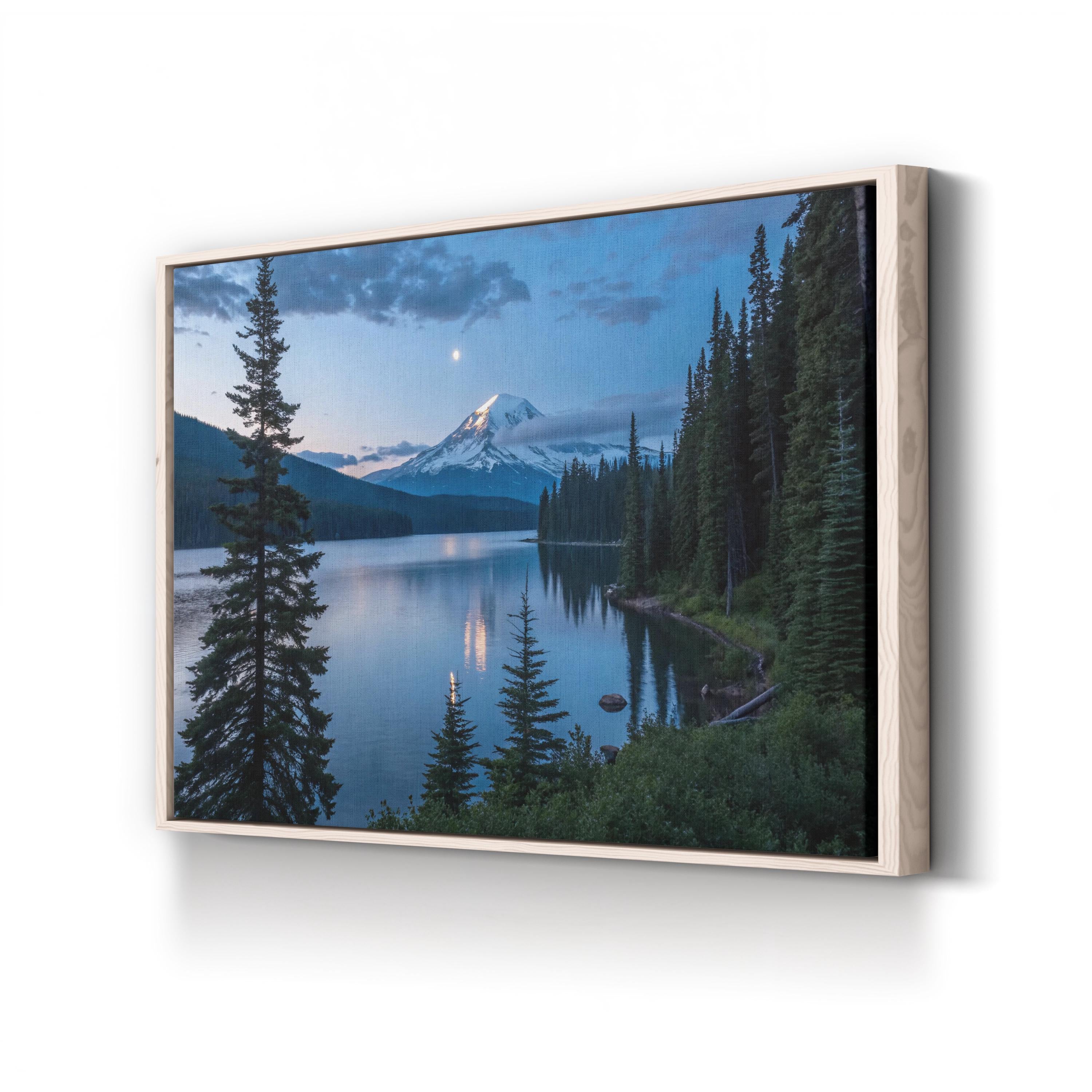 Mount Hood Canvas Art – Full Moon Night Landscape