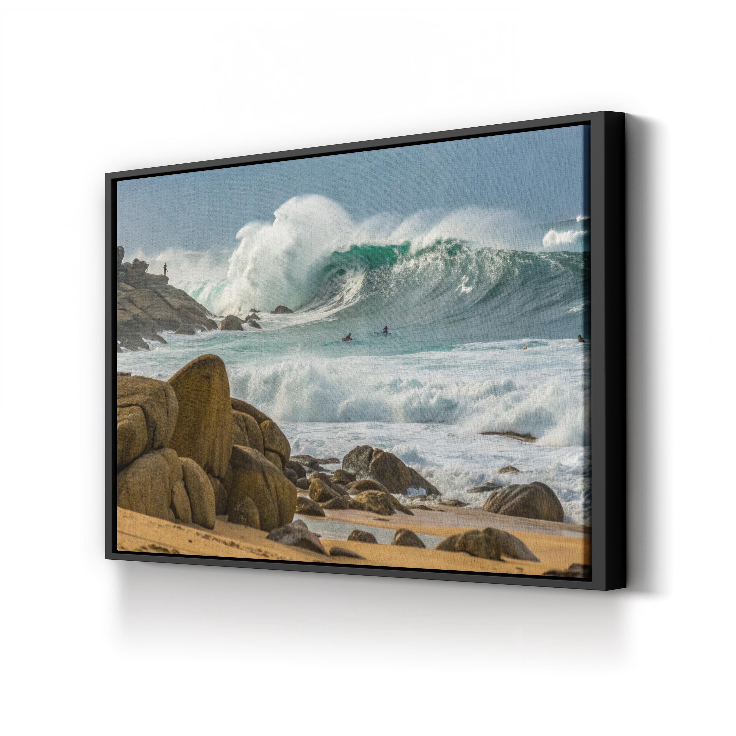 Powerful Ocean Waves — Framed Coastal Beach Seascape Canvas Wall Art