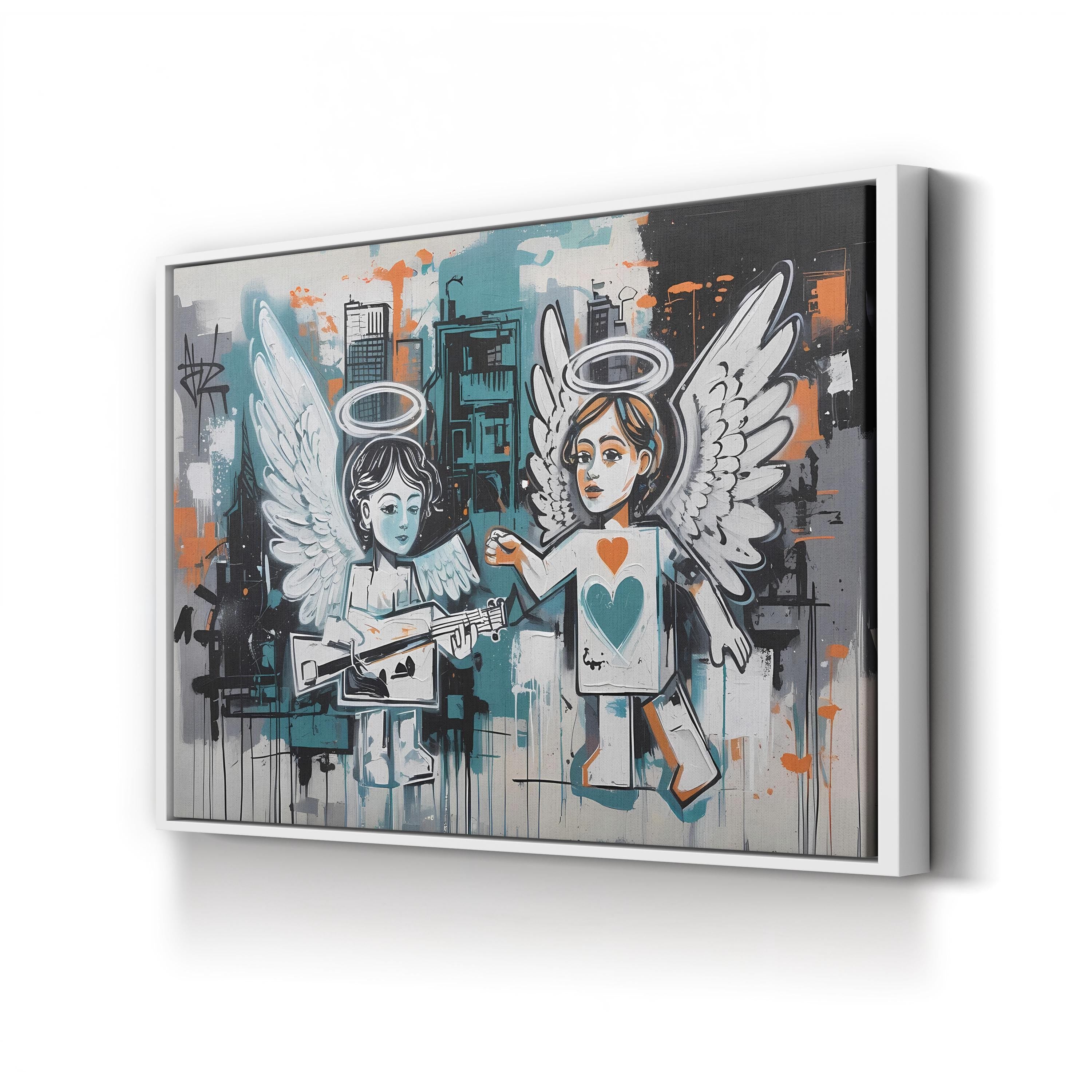 Music Muse Graffiti Angel – Period Illustration Wall Art | Abstract Street Canvas Print