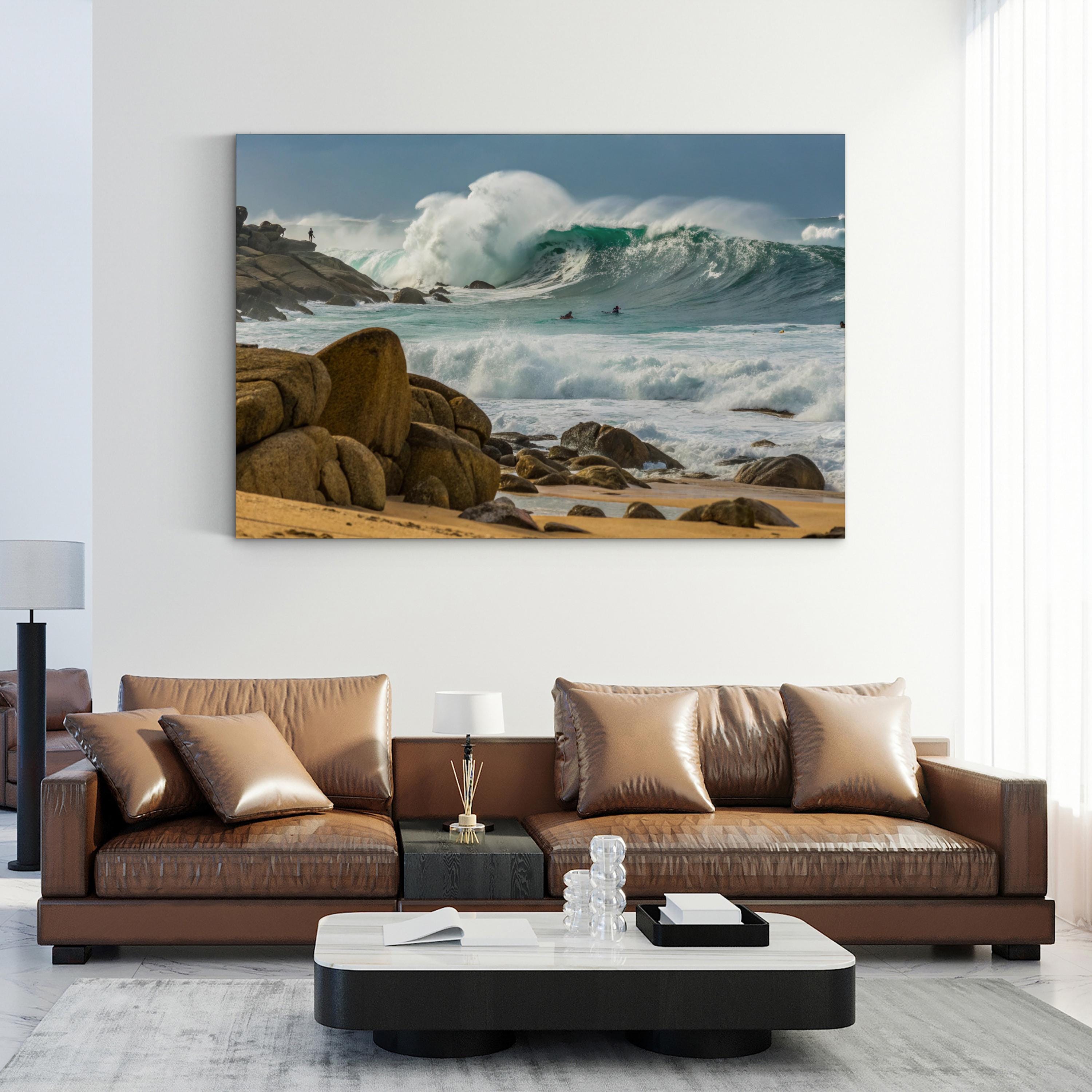 Powerful Ocean Waves — Framed Coastal Beach Seascape Canvas Wall Art