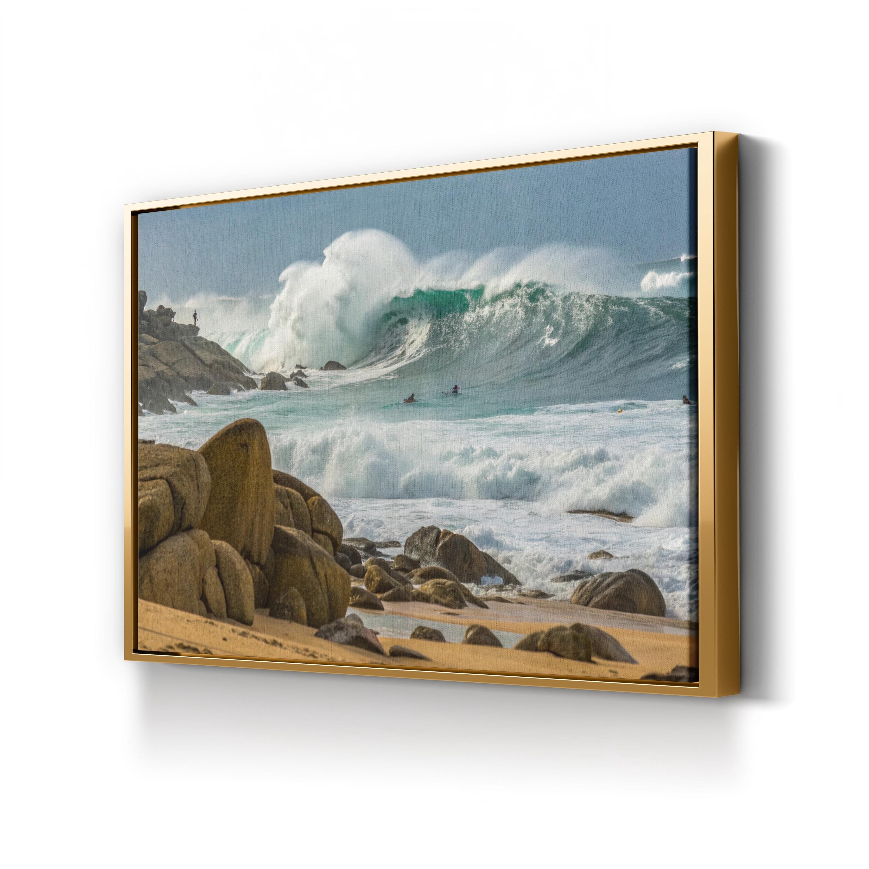 Powerful Ocean Waves — Framed Coastal Beach Seascape Canvas Wall Art