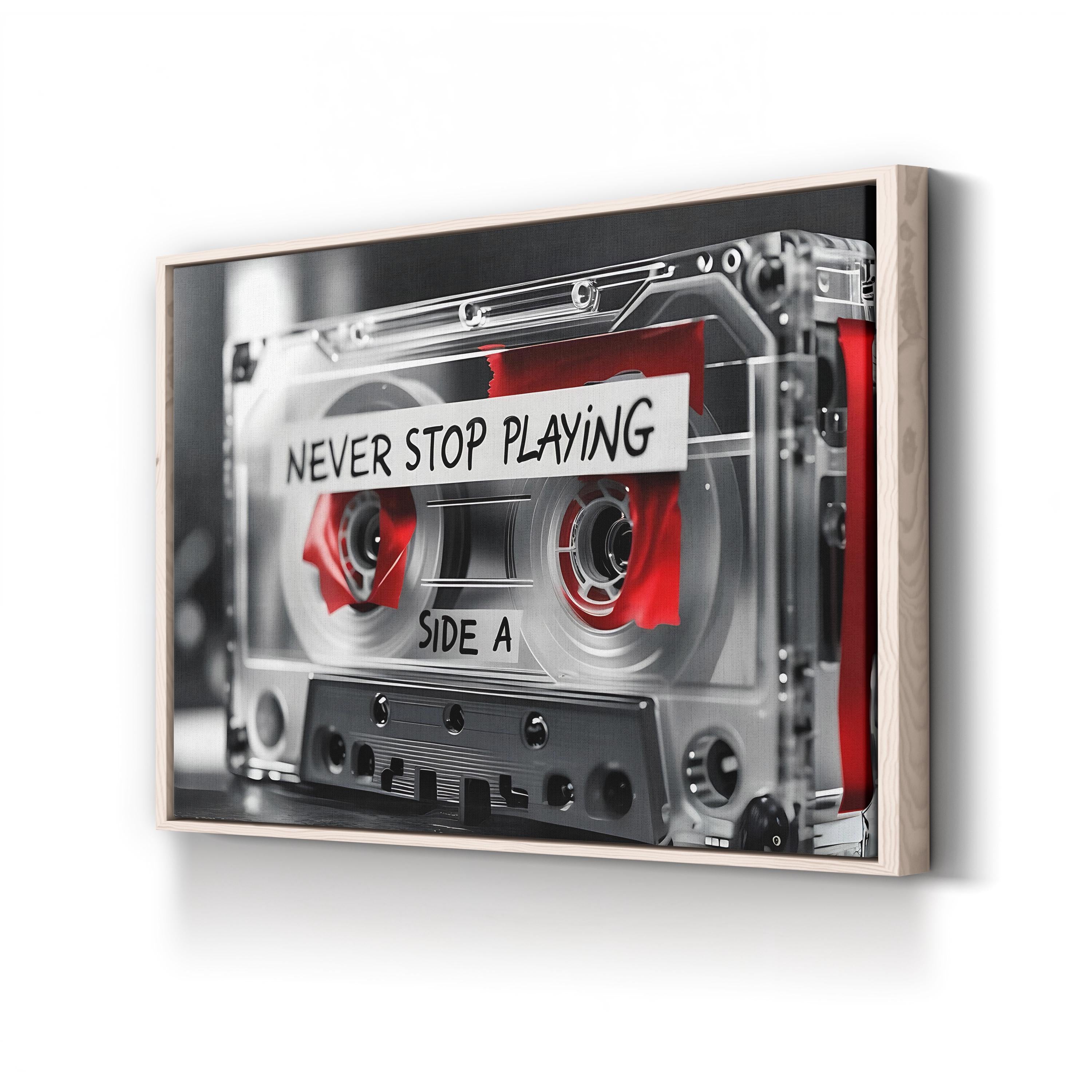 Retro Cassette Tape – Period Illustration Wall Art | 1980s Music Canvas Print