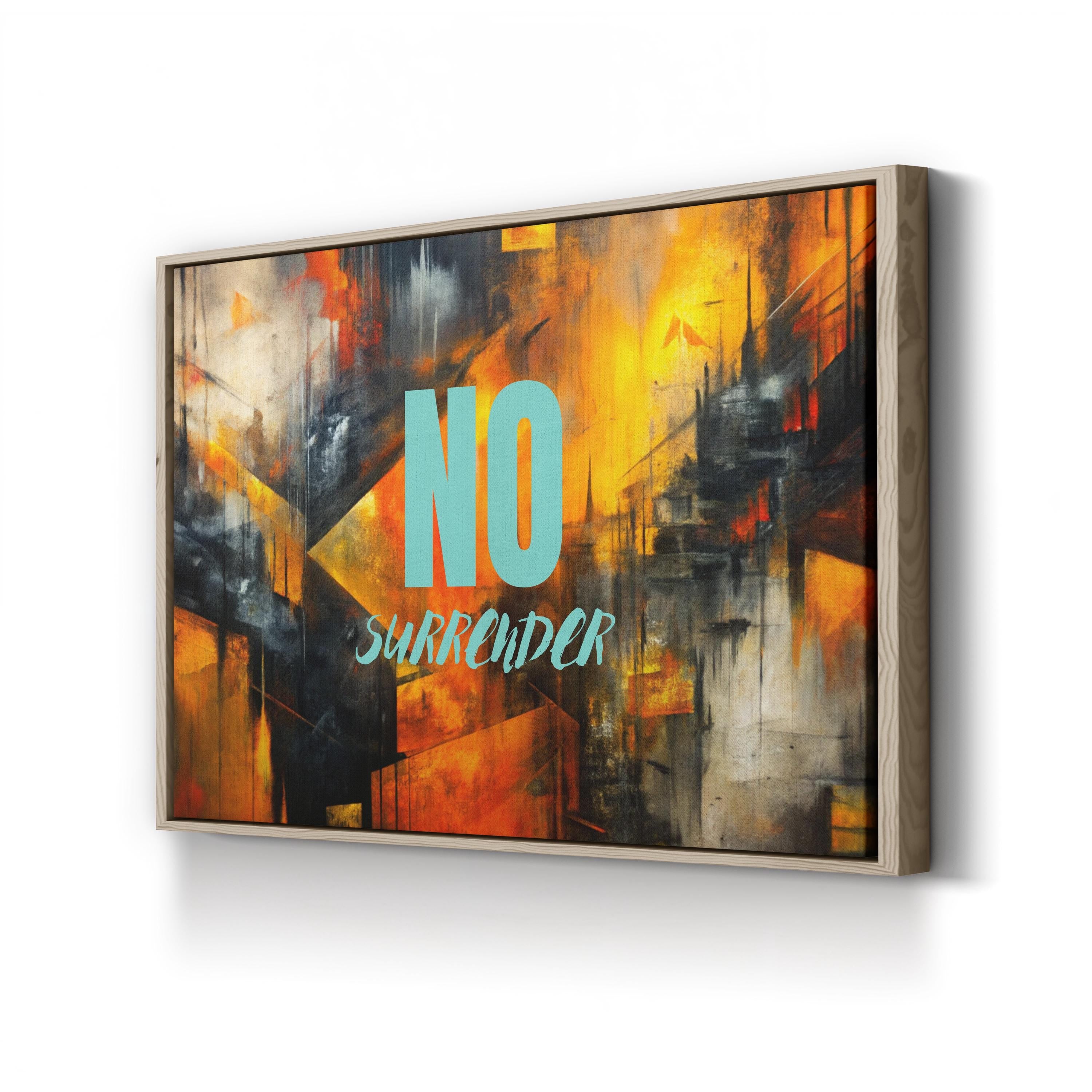 No Surrender Motivational Canvas Art | Modern Geometric Typography Wall Art