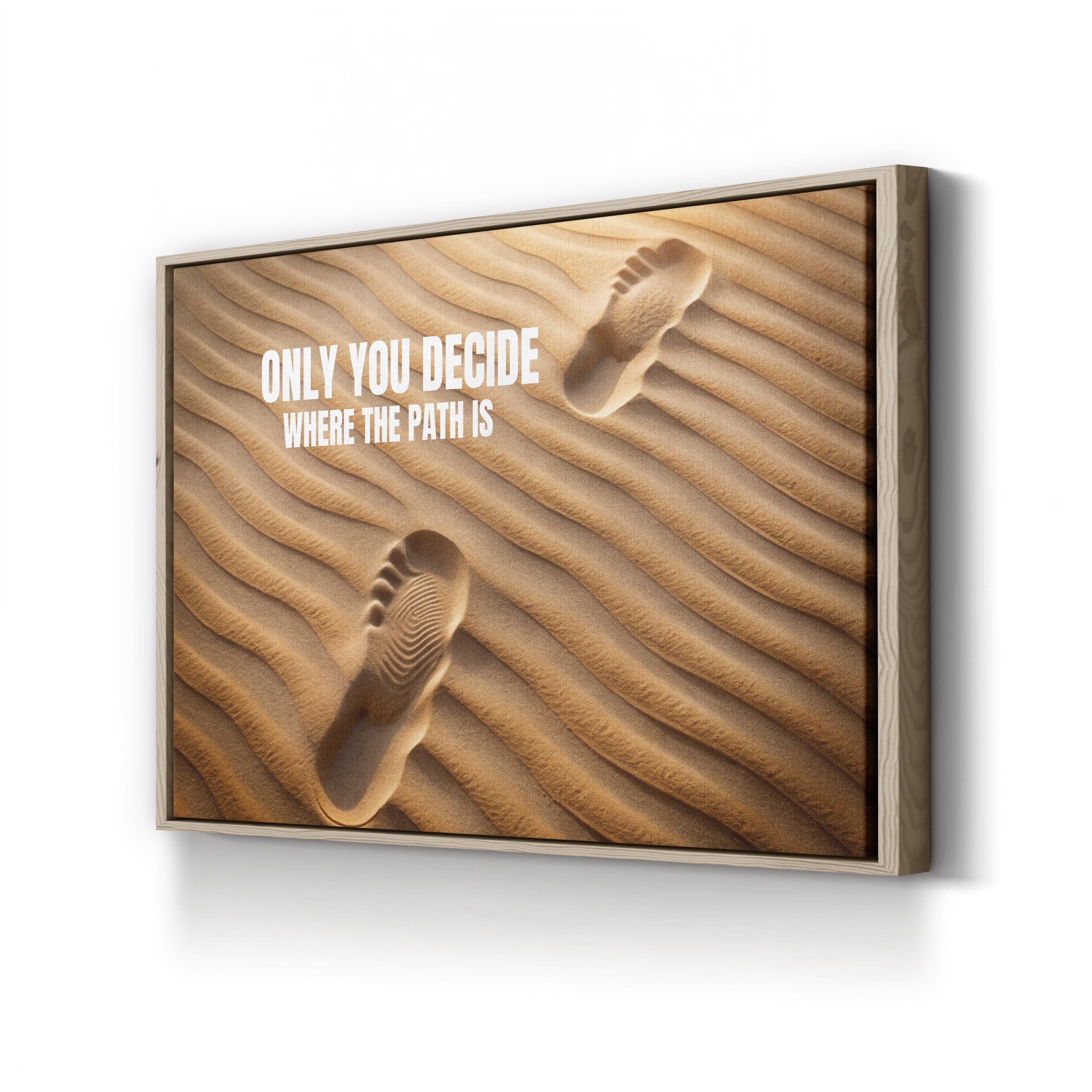 Footprints in Sand Motivational Canvas Print | Desert Typography Wall Art