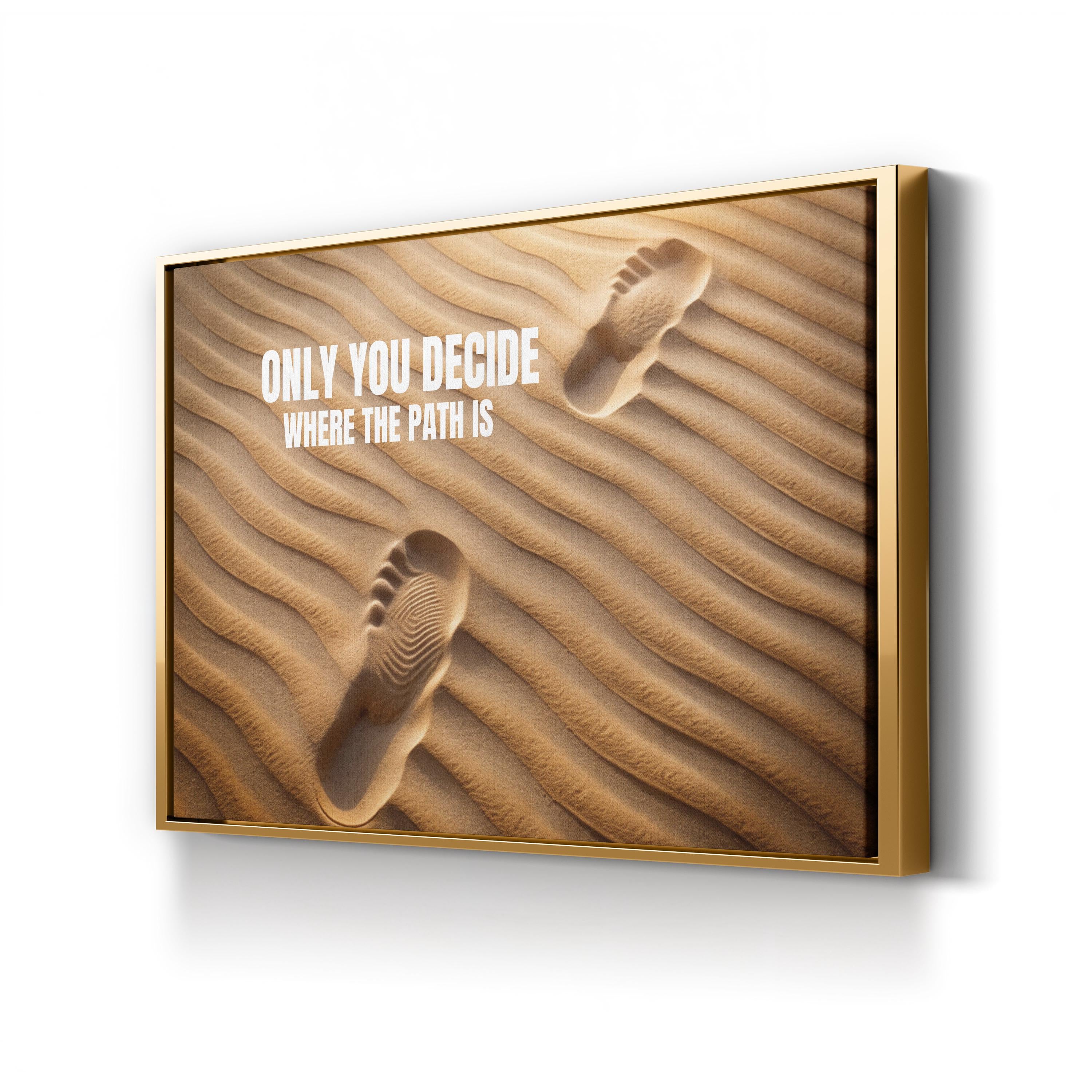 Footprints in Sand Motivational Canvas Print | Desert Typography Wall Art