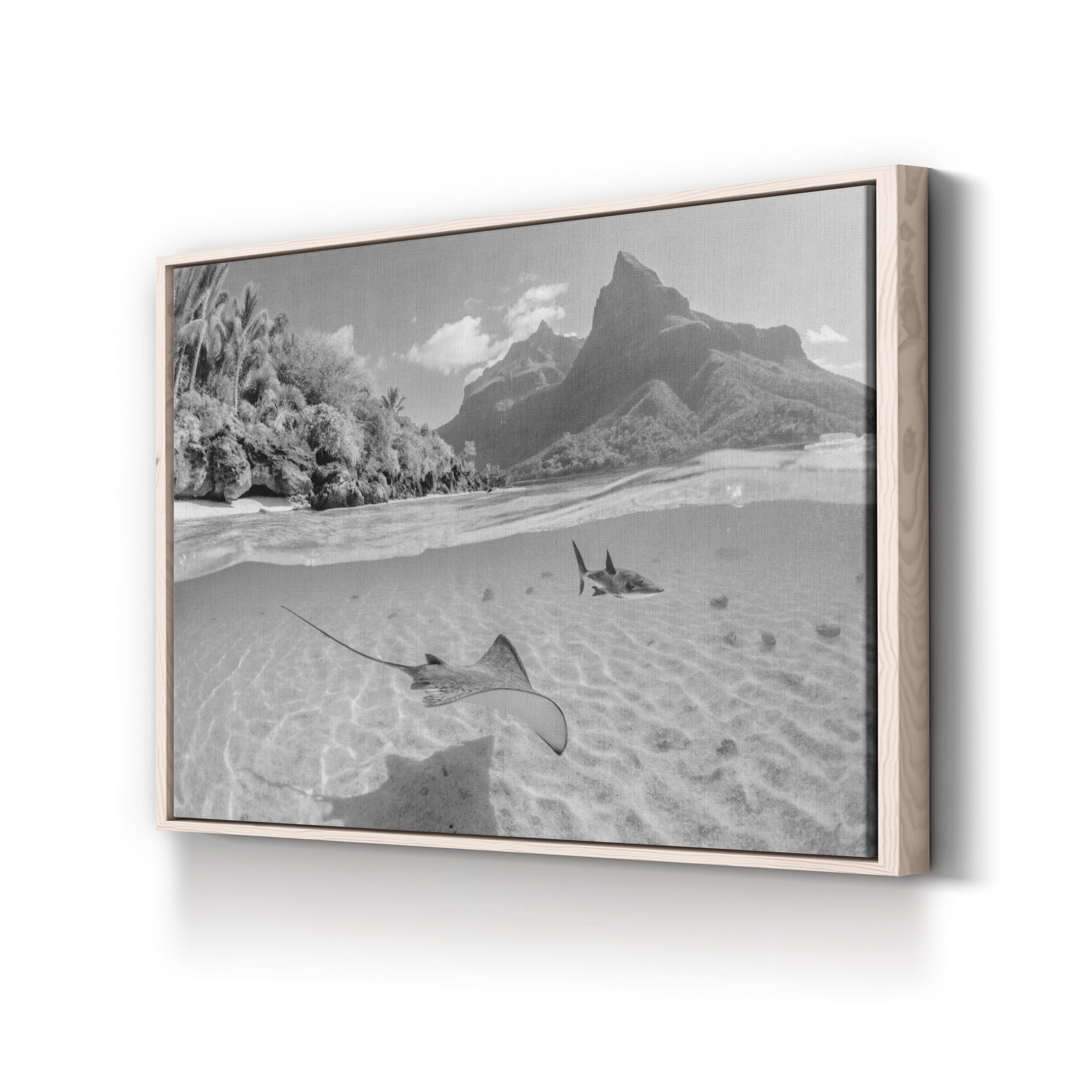 Tahiti Ocean – Vintage Photography Wall Art | Black & White Coastal Canvas Print