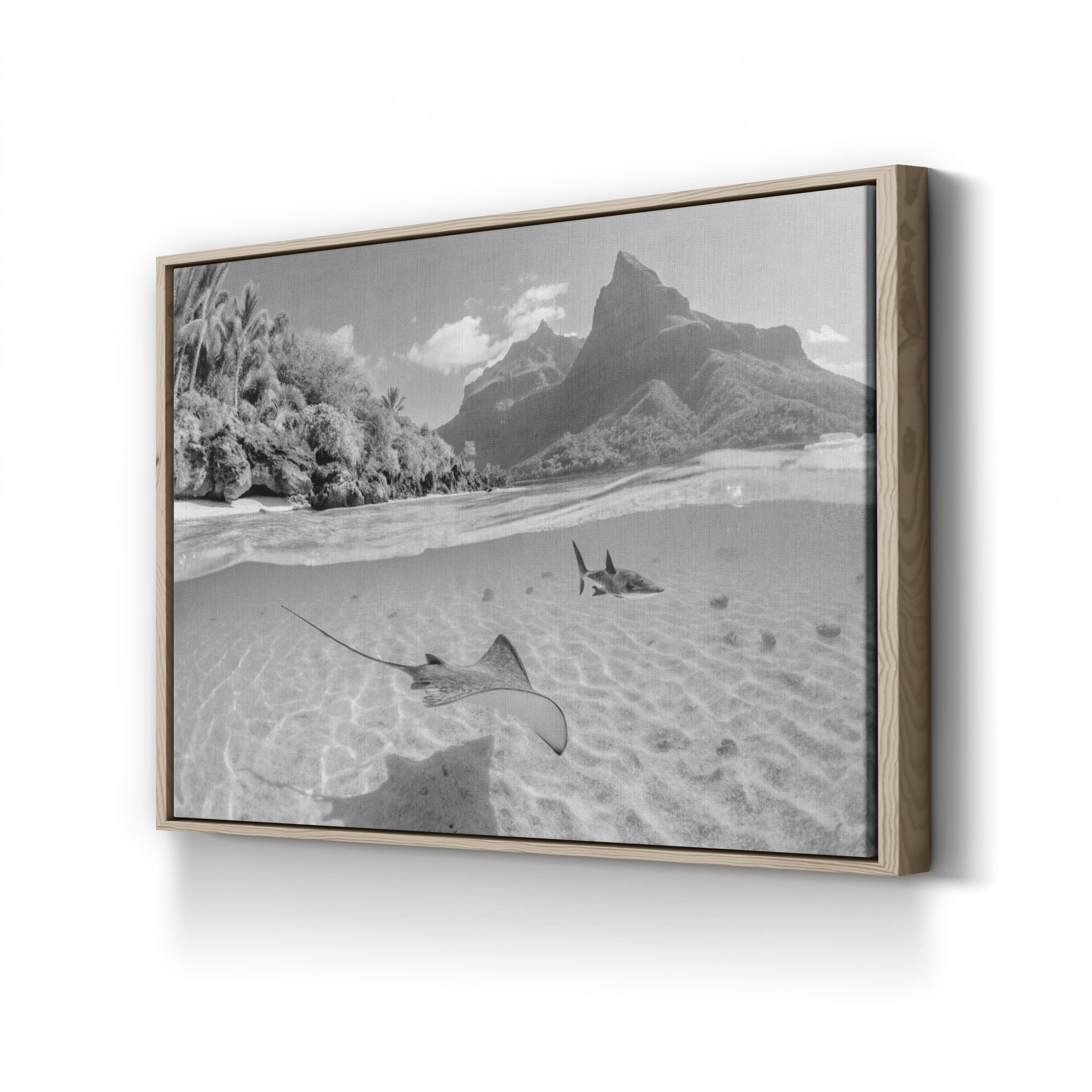 Tahiti Ocean – Vintage Photography Wall Art | Black & White Coastal Canvas Print