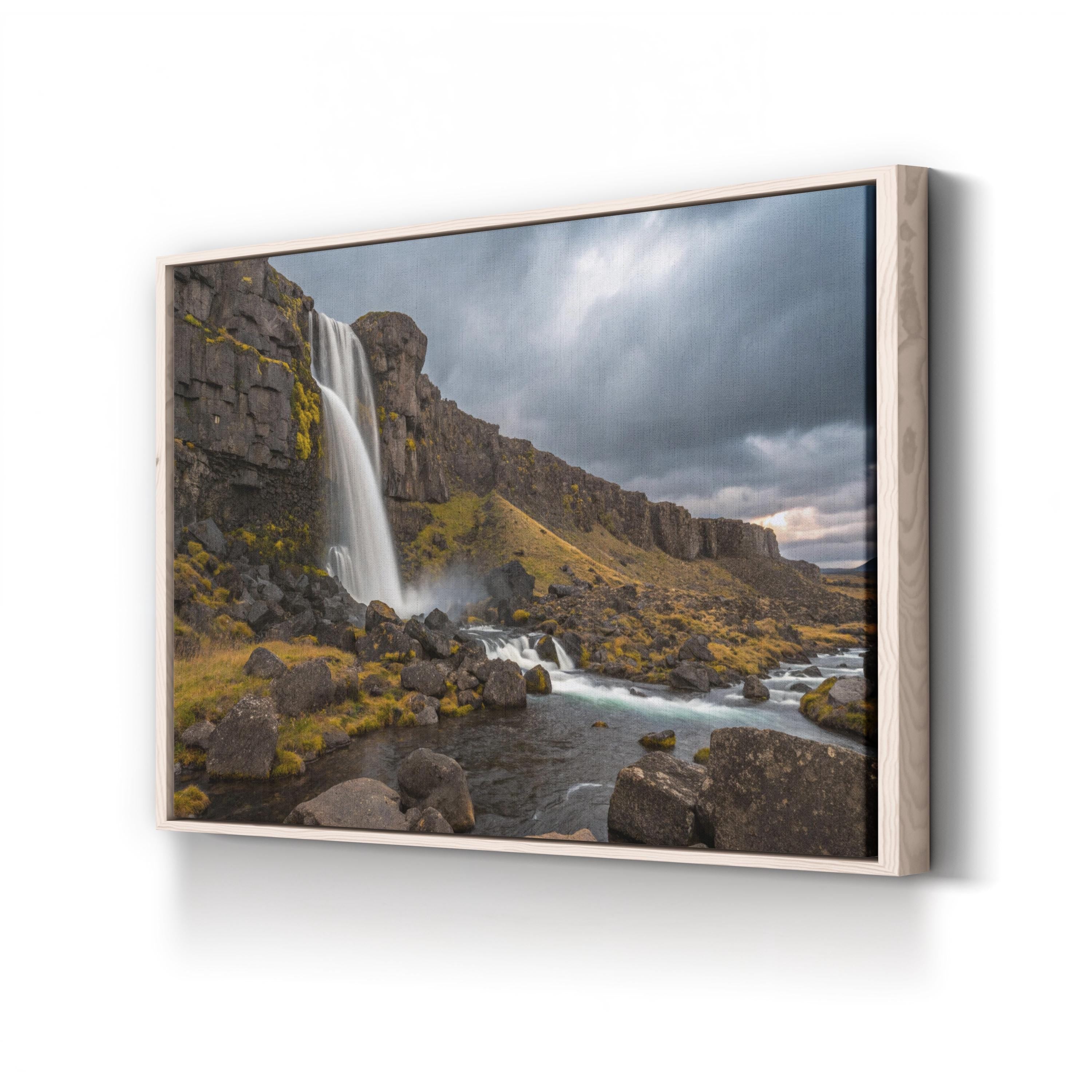 Oxarárfoss Waterfall Wall Art | Oxarárfoss, Þingvellir National Park, Iceland Landscape Canvas Print