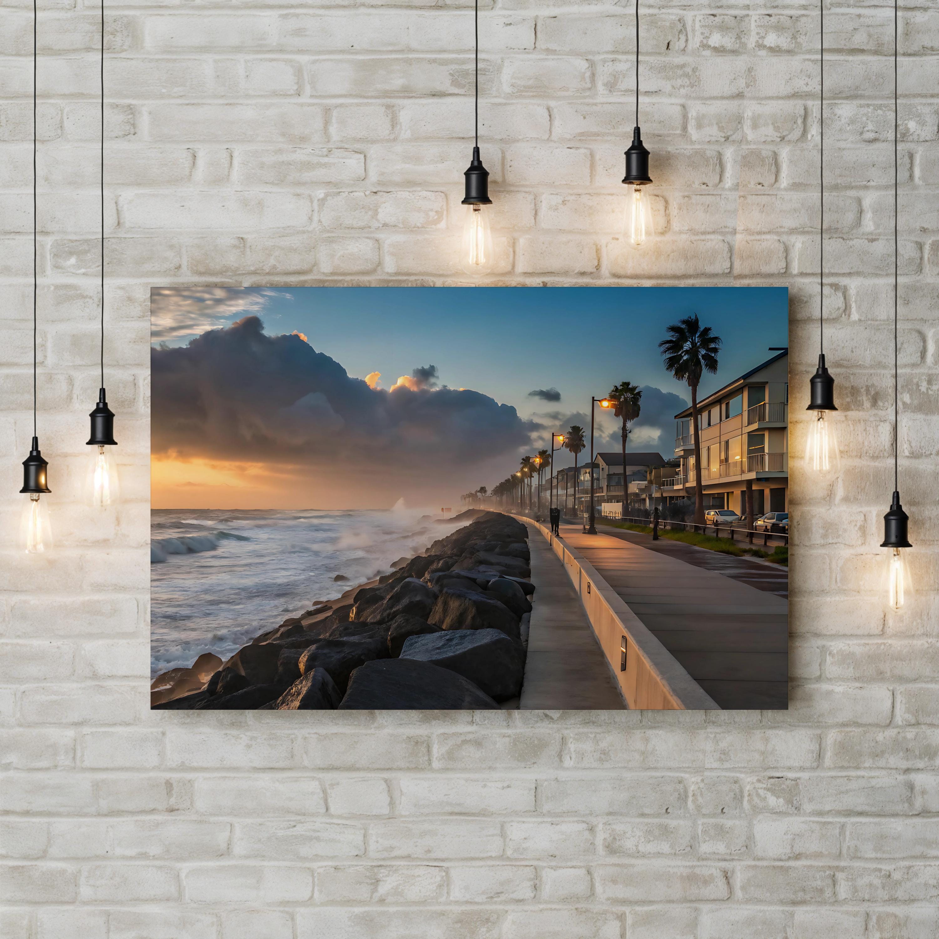 Soft Pastel Sunrise Canvas Art Print: Abstract Coastal Morning Landscape
