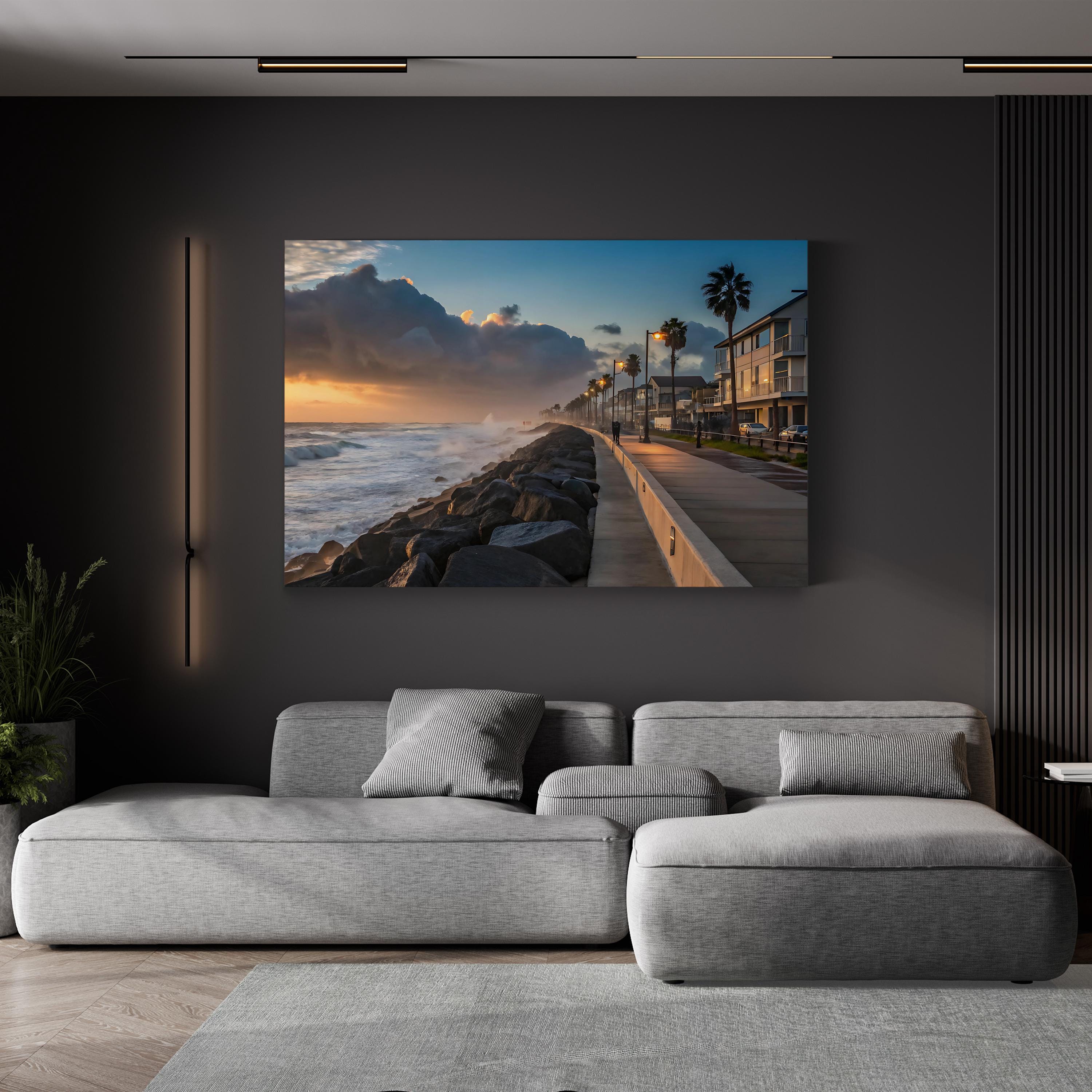 Soft Pastel Sunrise Canvas Art Print: Abstract Coastal Morning Landscape
