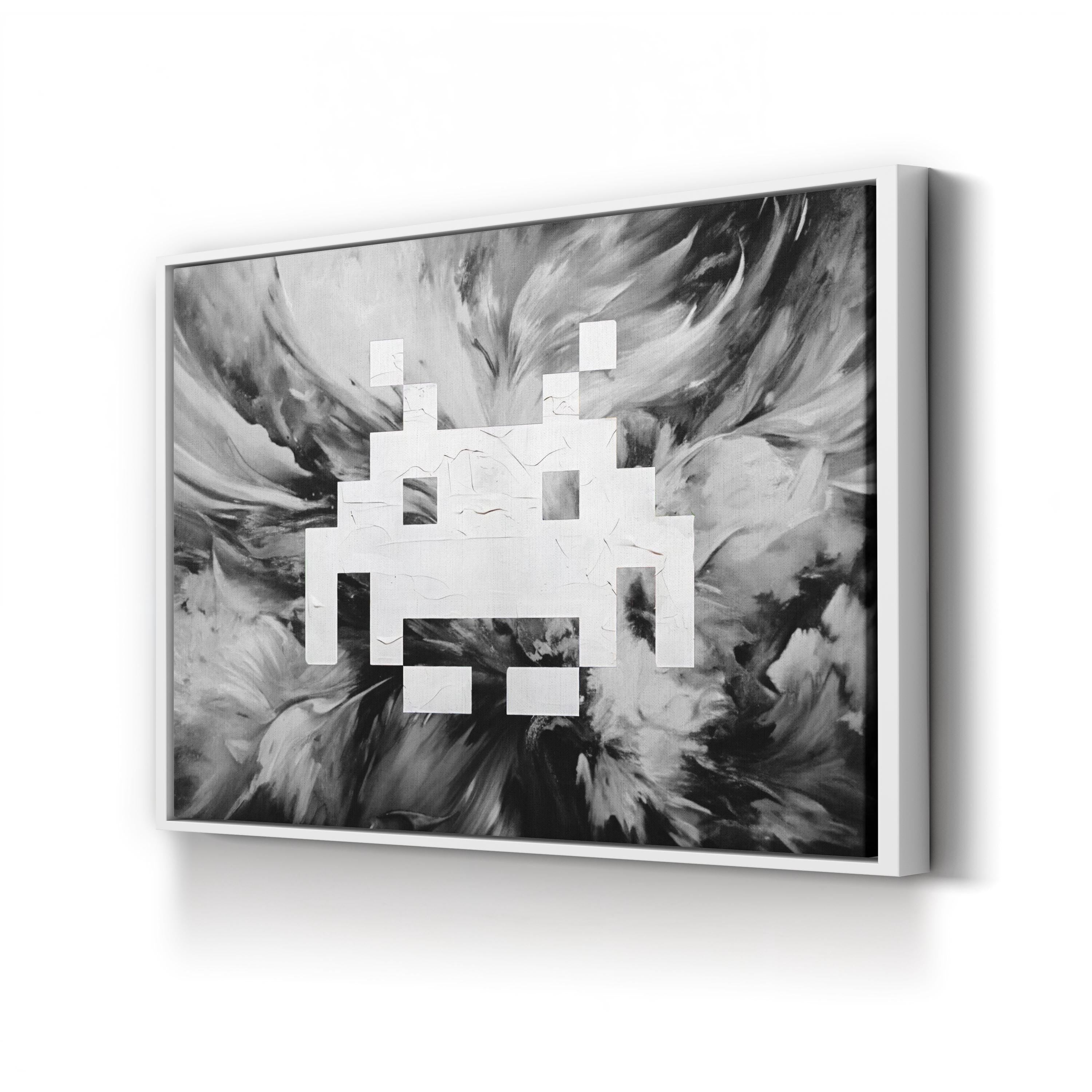 Painted Space Invader Wall Art | Retro Pixel Graffiti Canvas