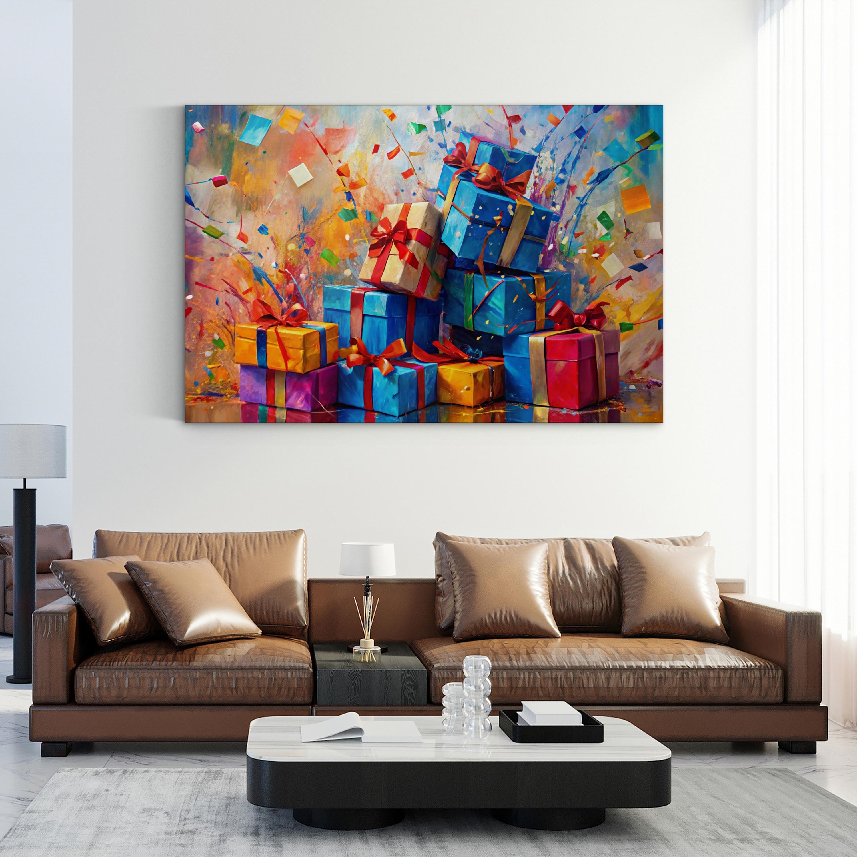 Festive Presents Canvas Print – Colorful Holiday Gift Wall Art