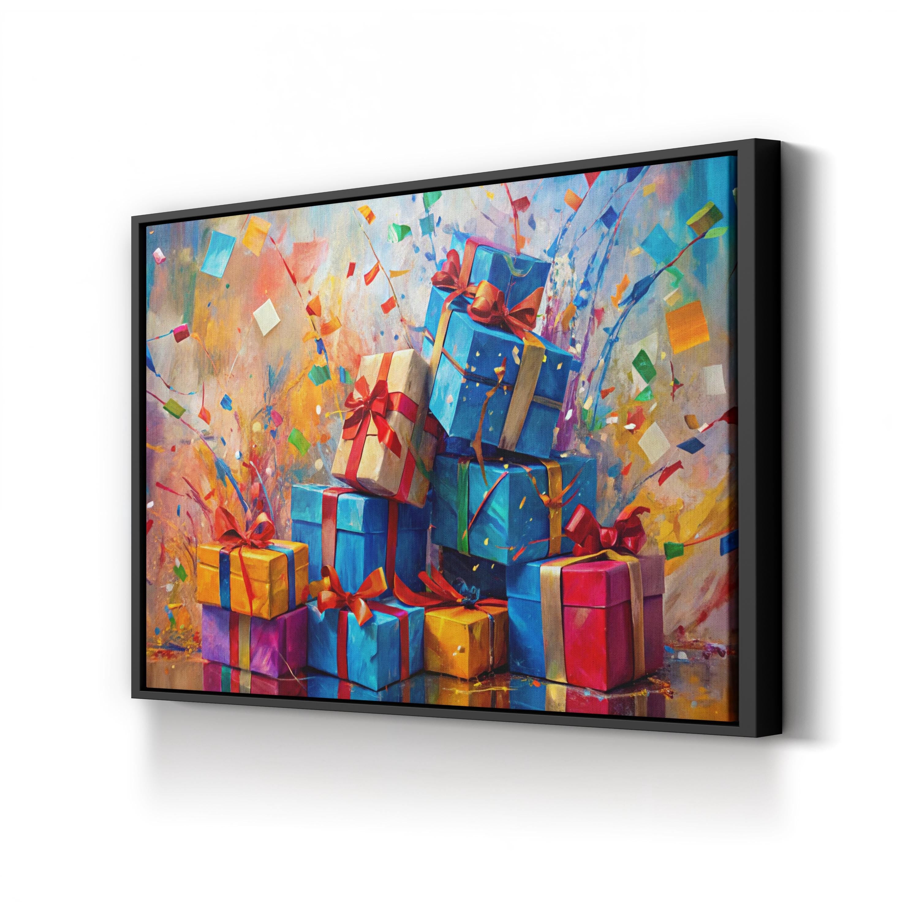 Festive Presents Canvas Print – Colorful Holiday Gift Wall Art