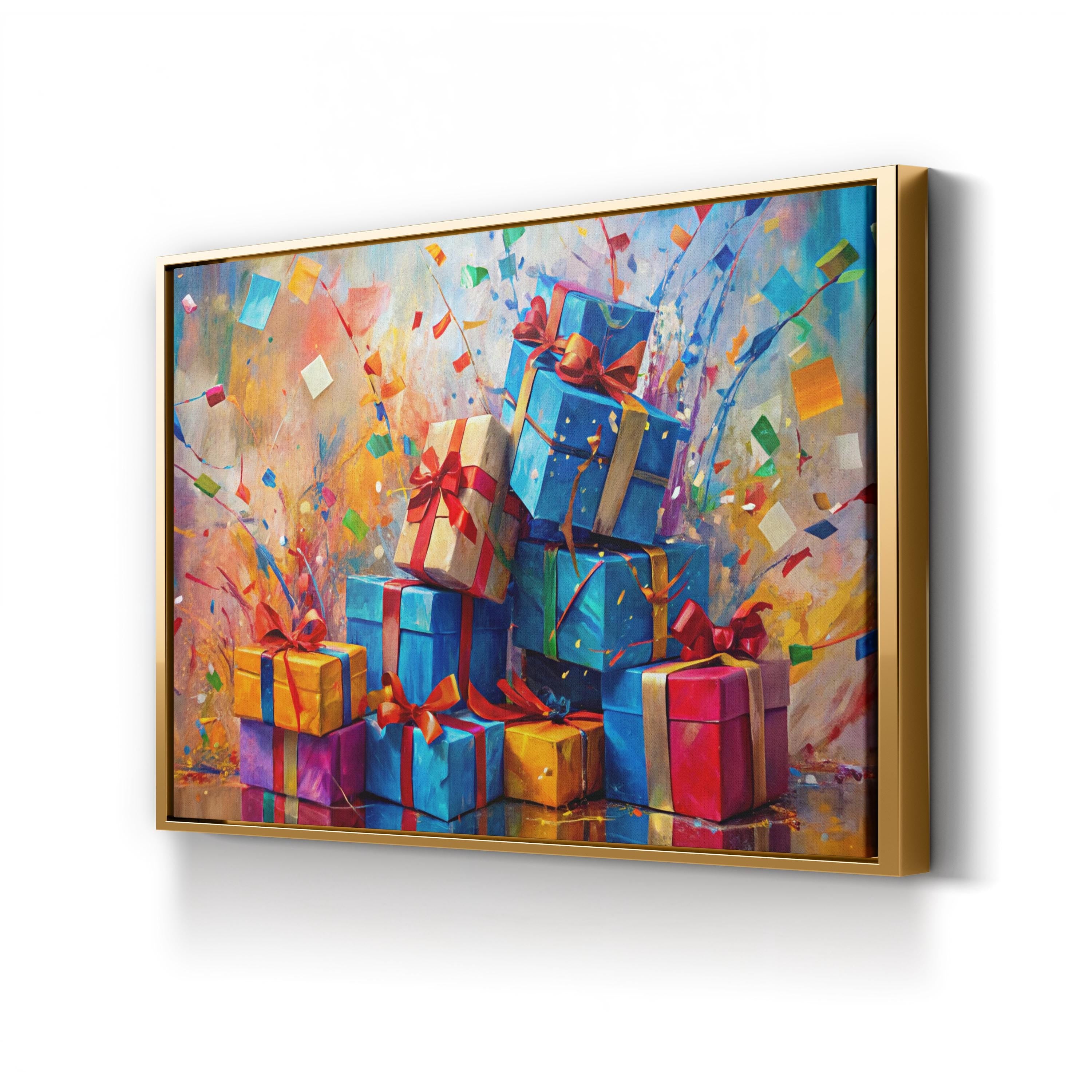 Festive Presents Canvas Print – Colorful Holiday Gift Wall Art