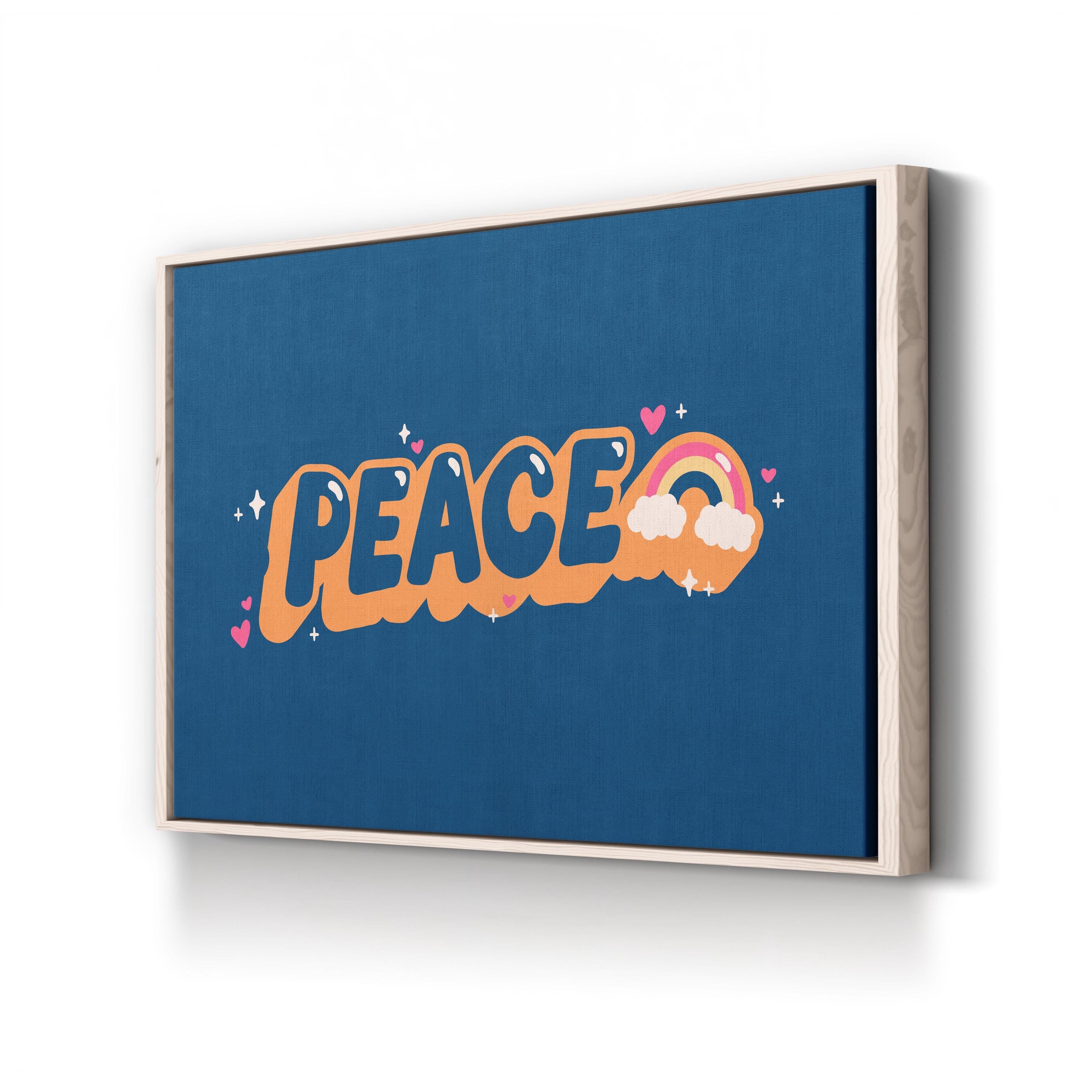 Peace and Rainbow Cloud Typography Inspirational Wall Art