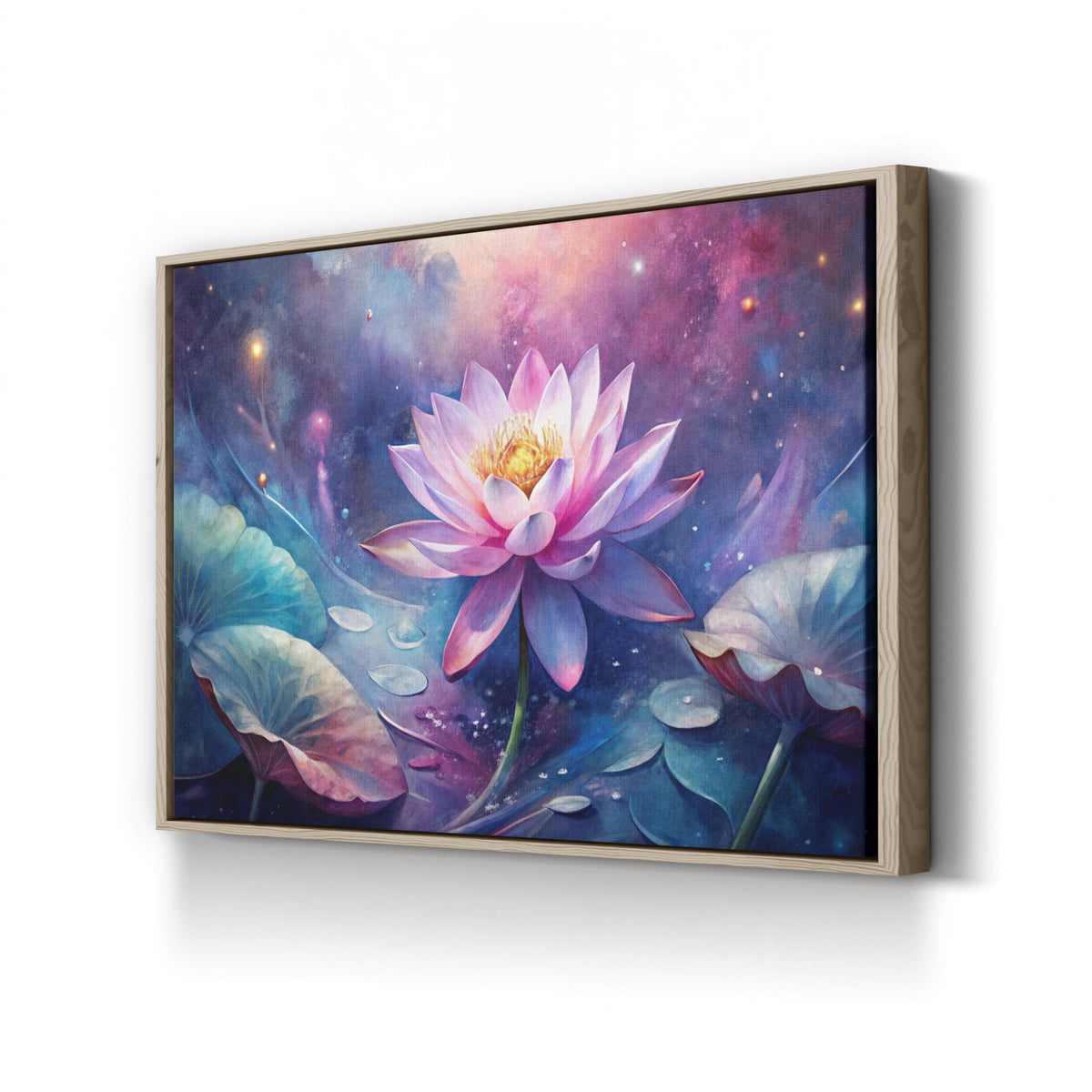 Tranquil Lotus Bloom canvas print in oak framed canvas