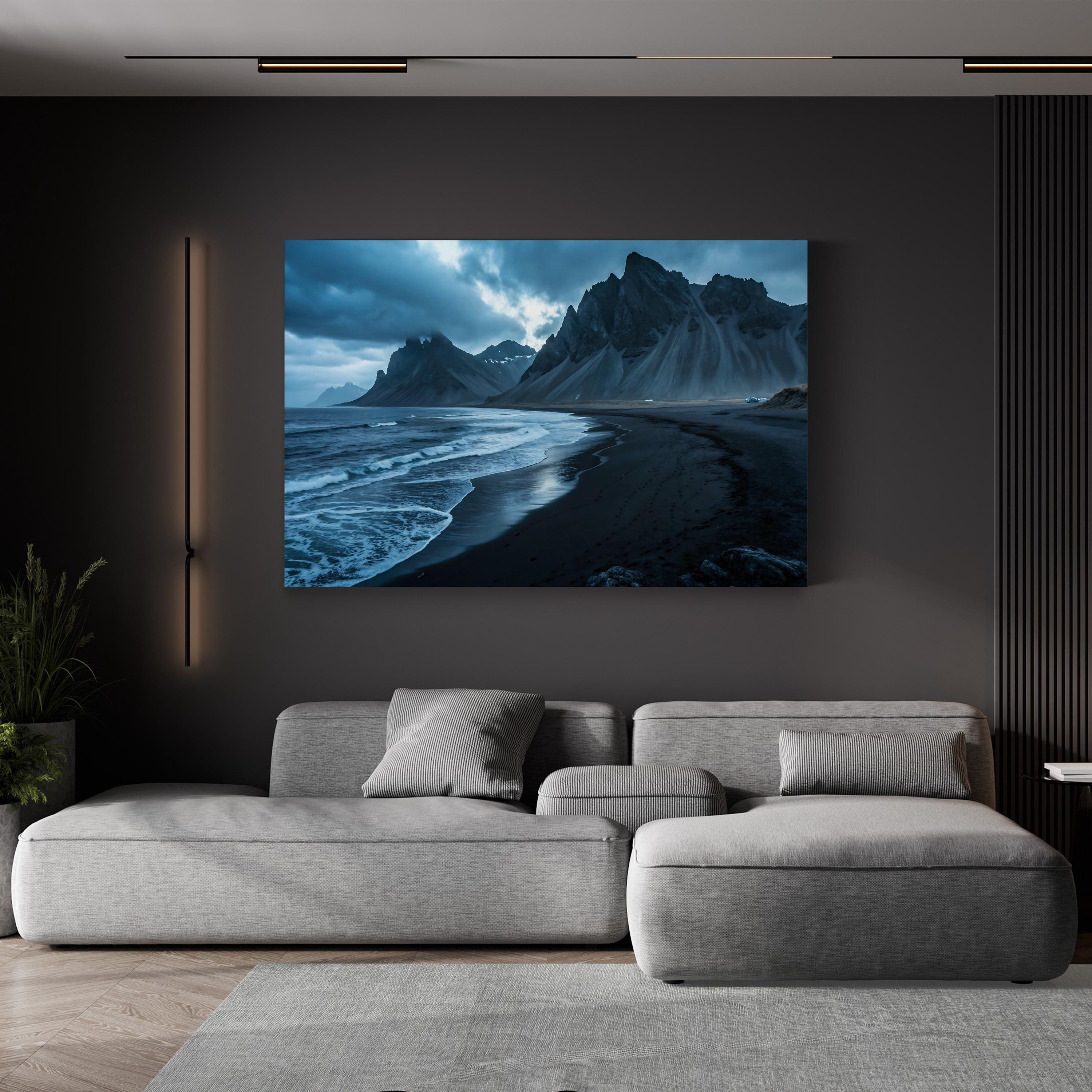 Iceland Black Sand Beach Canvas Art: Peaceful Coastal Landscape, Nautical Home Decor