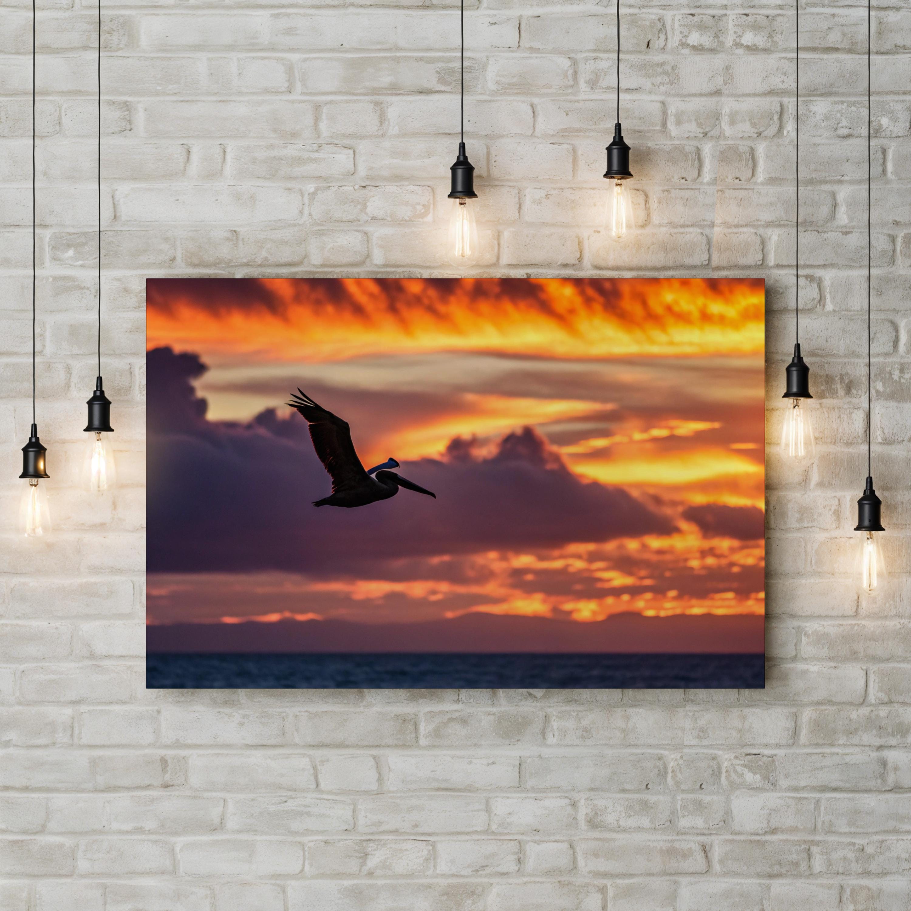 Pelican Dive Wall Art | Coastal Wildlife Photography Canvas Print