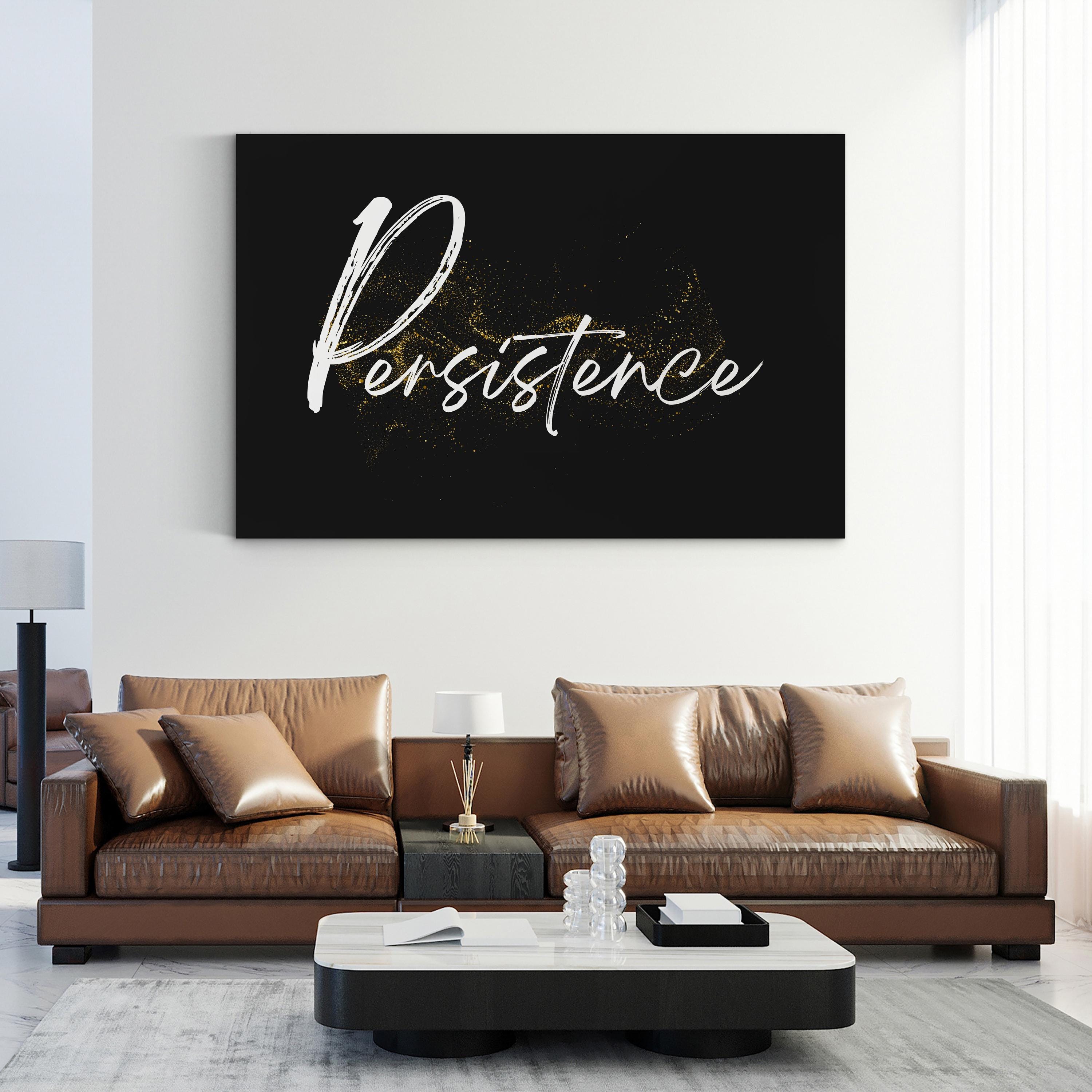 Persistence Elegant Gold Typography Wall Art | Contemporary Motivational Script Canvas Print