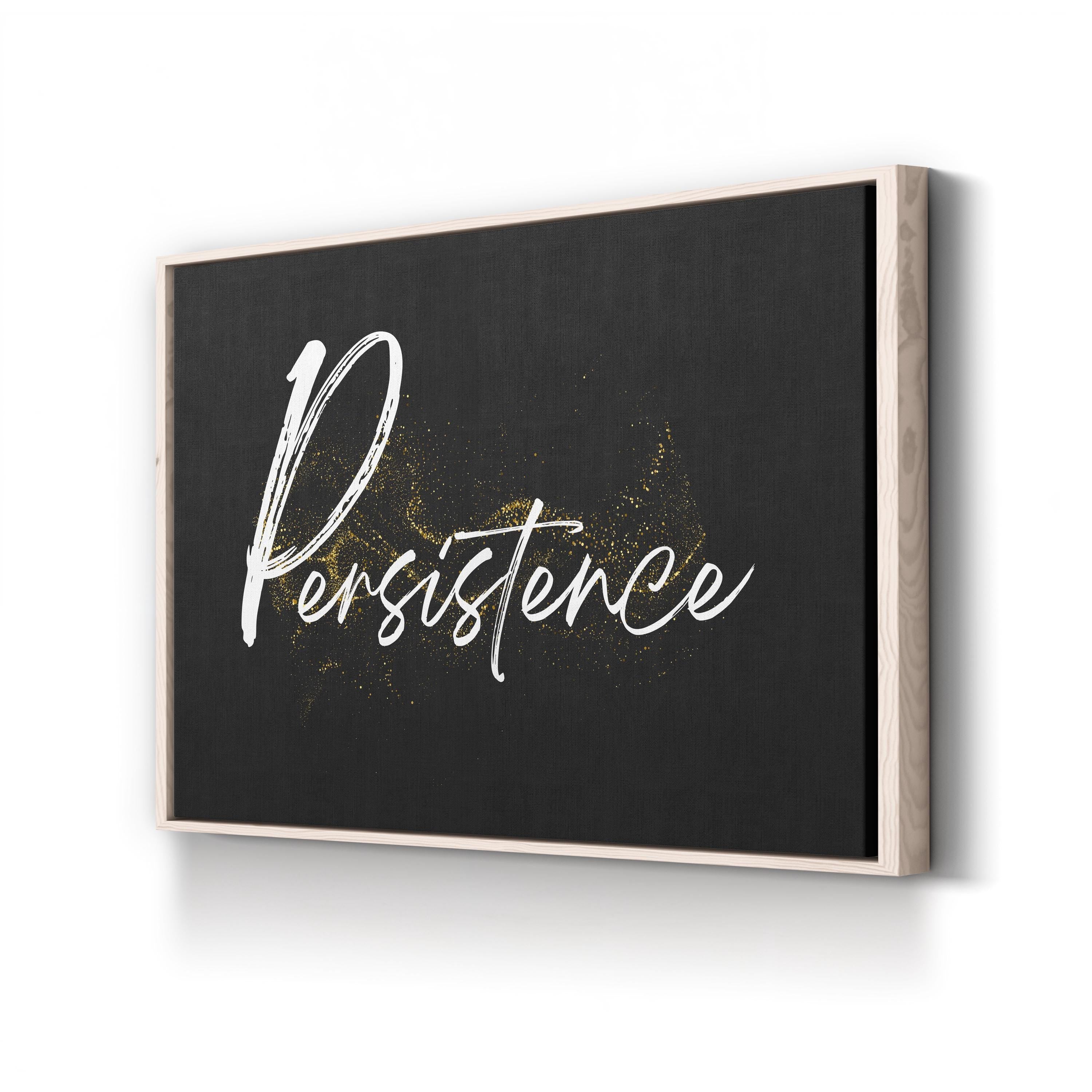 Persistence Elegant Gold Typography Wall Art | Contemporary Motivational Script Canvas Print