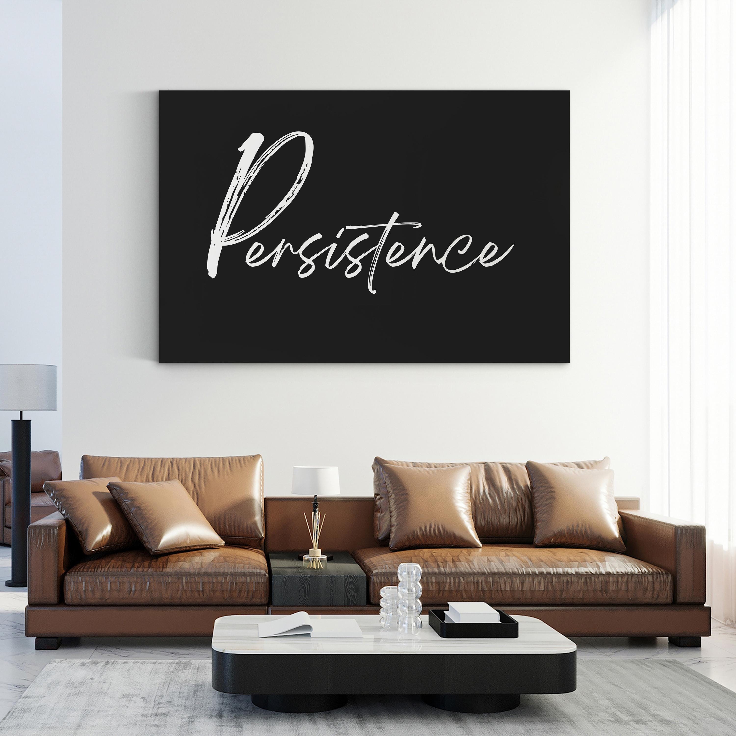 Persistence Silver Script Typography – Typographic Wall Art | Motivational Canvas Print