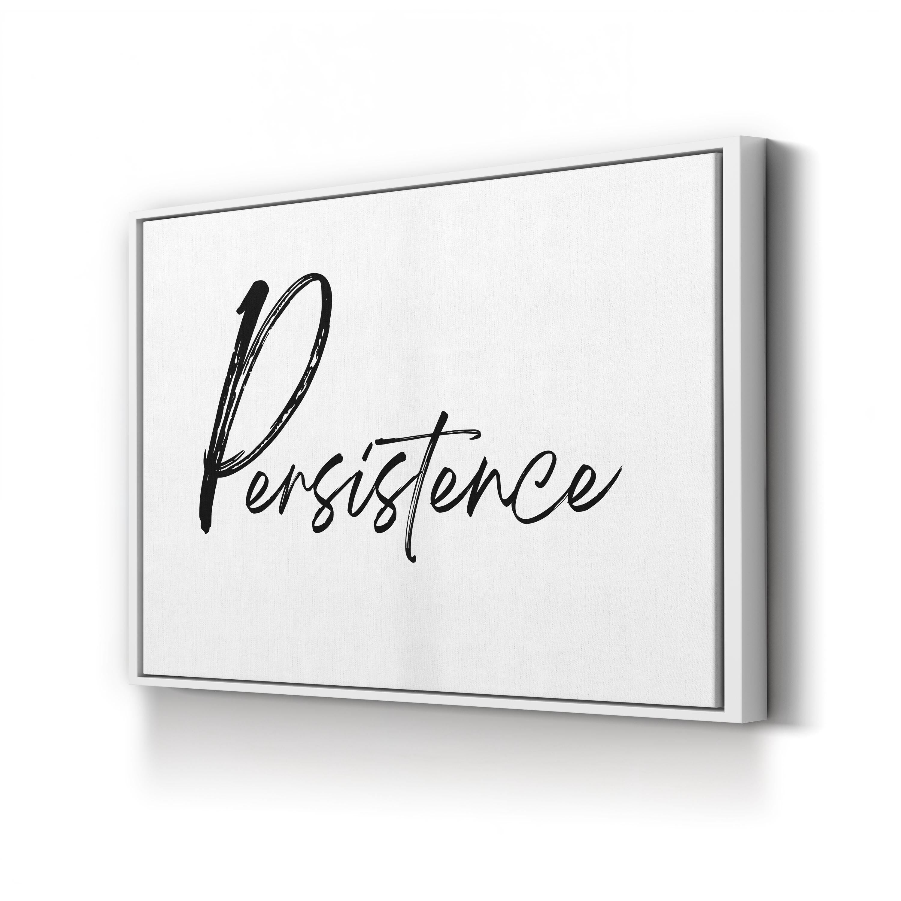 Persistence Silver Script on White – Typographic Wall Art | Home Office Canvas Print