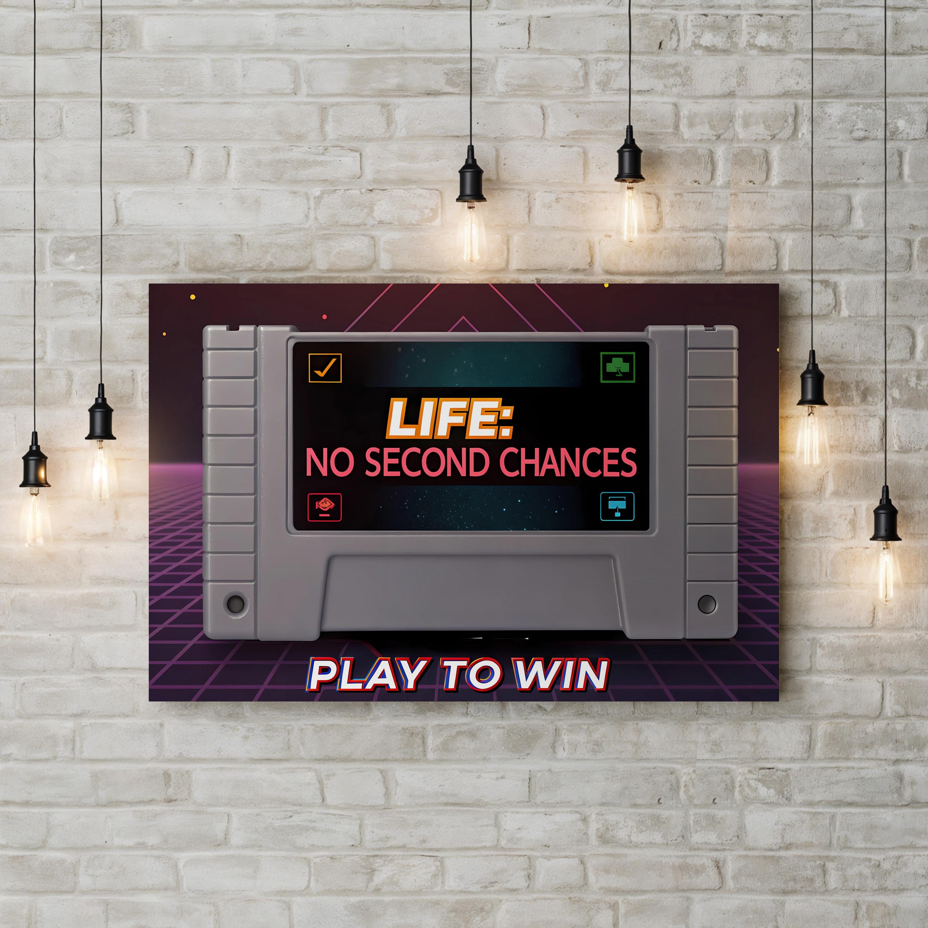 Retro Gaming Canvas Print | Play to Win Motivational Wall Art