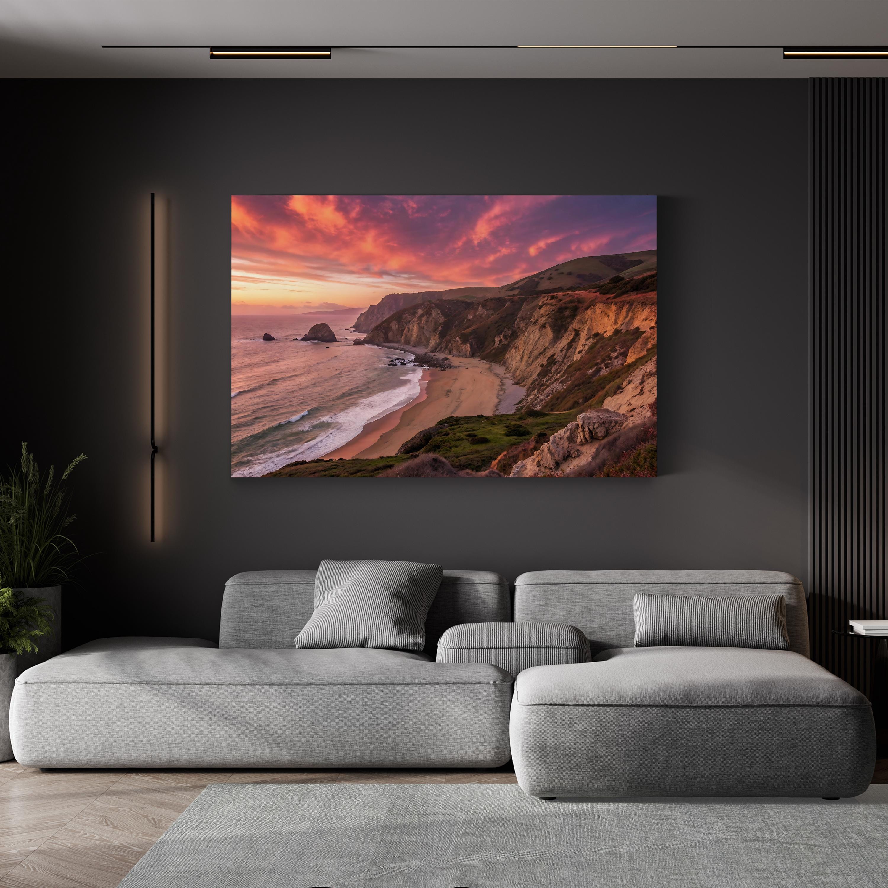 Point Reyes Sunset Canvas Wall Art — Point Reyes Coastal Landscape, California