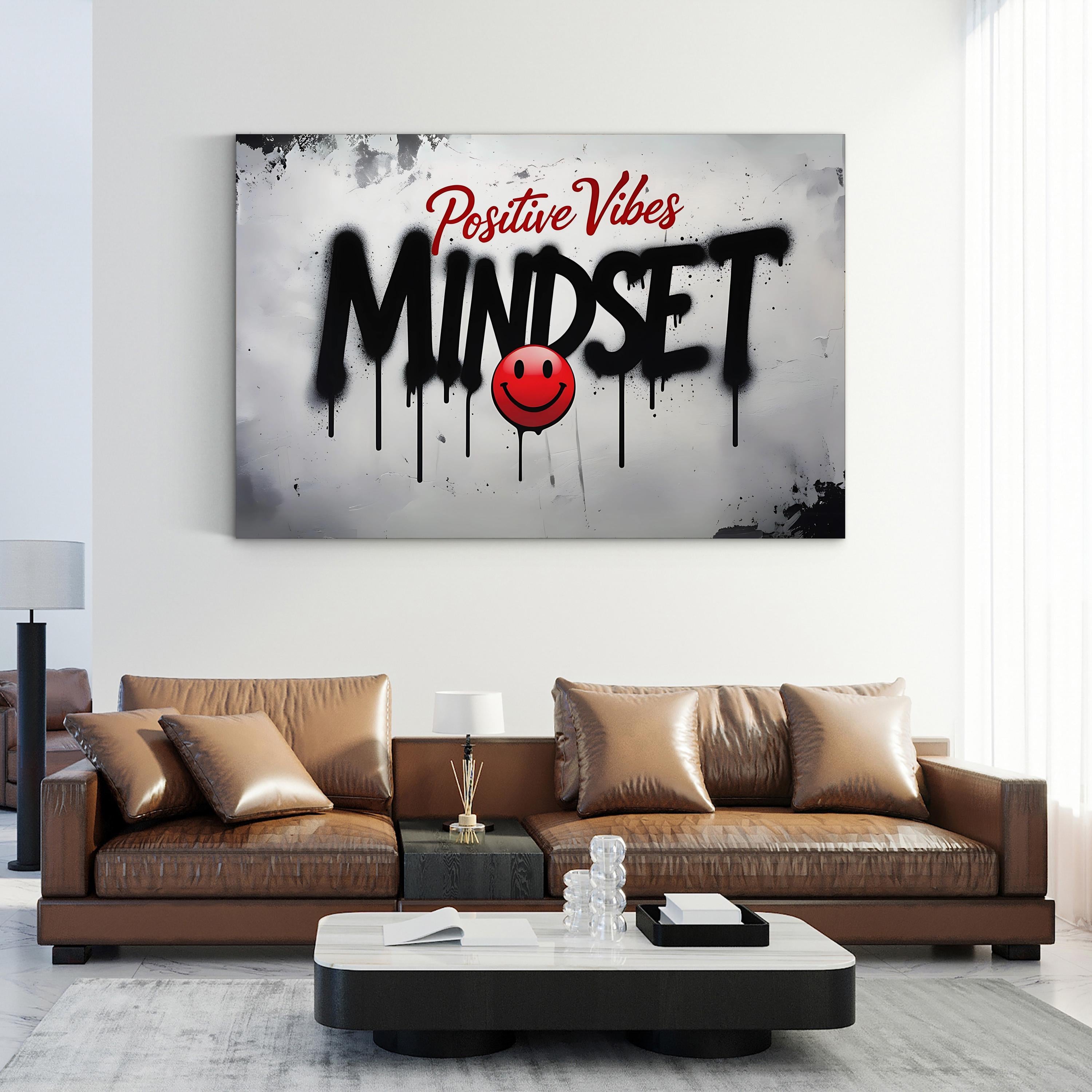 Positive Vibes Mindset Graffiti Wall Art | Contemporary Motivational Street Typography Canvas Print